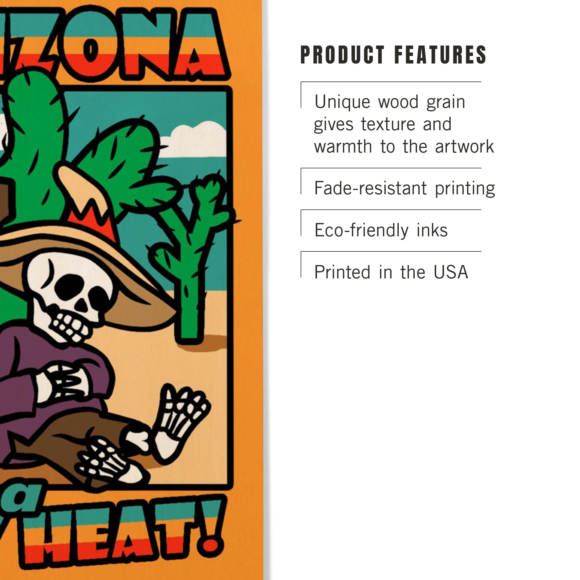 Lantern Press 12x18 Inch Premium Wood Wall Sign - Day of the Dead Skeleton Siesta with Guitar Art - Ready to Hang Home Decor for Living Room, Bedroom, or Office - Arizona Inspired Dry Heat Themed Wall Art