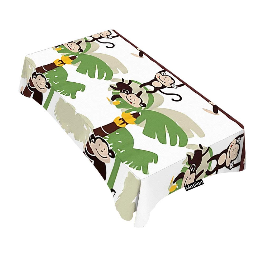 Funny Cartoon Monkey Climb Tree Tablecloth - 60x84 Inch Decorative Rectangle Table Cover for Dining, BBQ, Picnic & Coffee Tables | Waterproof & Washable | Perfect for Parties, Outdoor Events & Home Decor