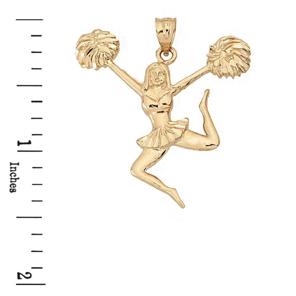 Cheerleader Pom Poms Pendant Necklace - Cheer Team Spirit Jewelry for Games, Pep Rallies & Sports Events