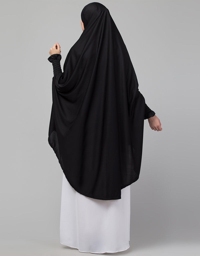 Black Polyester Knit Hijab Head Cover - Modest Fashion Scarf for Women - Perfect for Daily Wear, Prayer, and Special Occasions