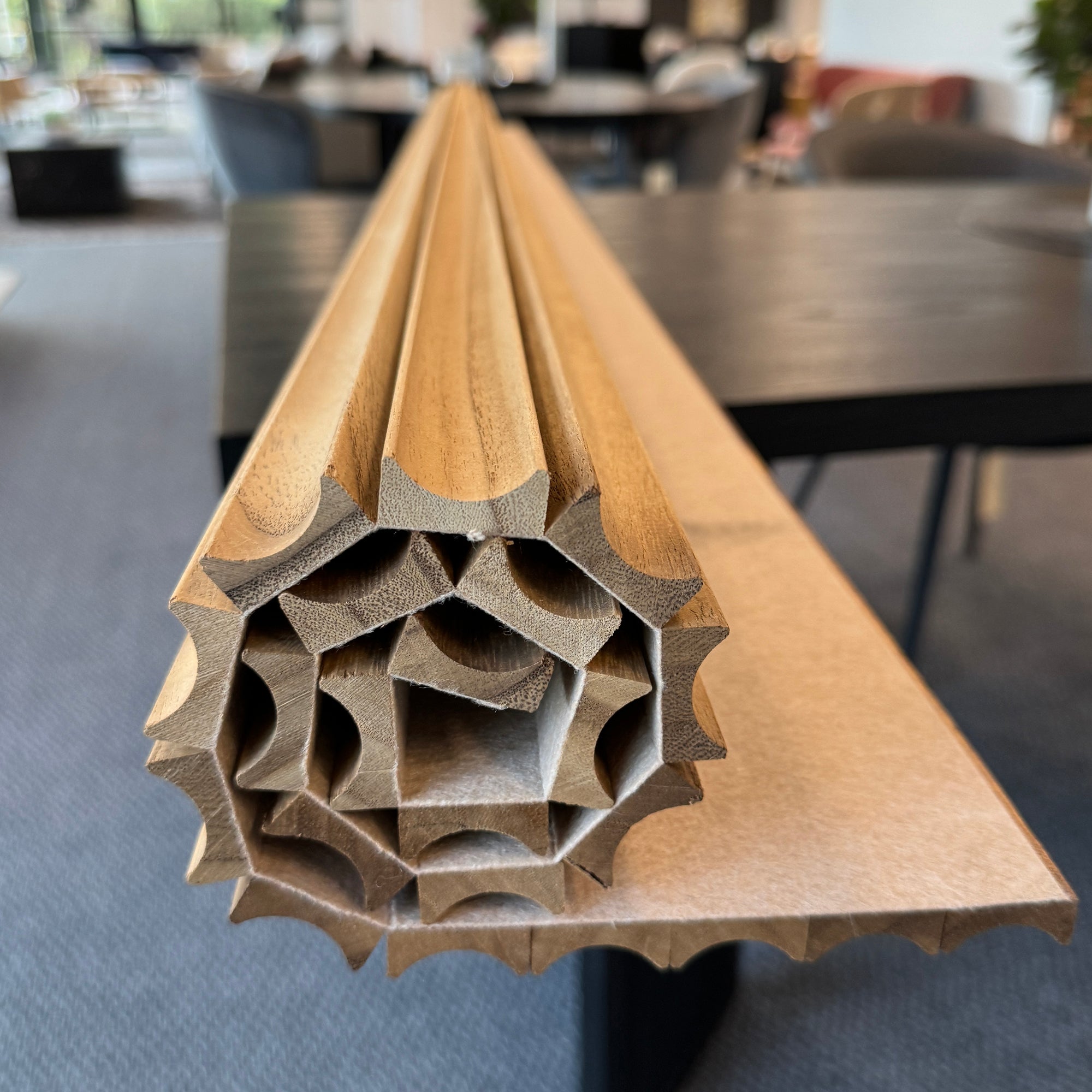 WOODFLEX Flexible Solid Paulownia Wood Slat Wall Panel - 2700mm x 600mm Wave Design - Perfect for Modern Home & Office Decoration, Accent Walls, and Interior Design Projects