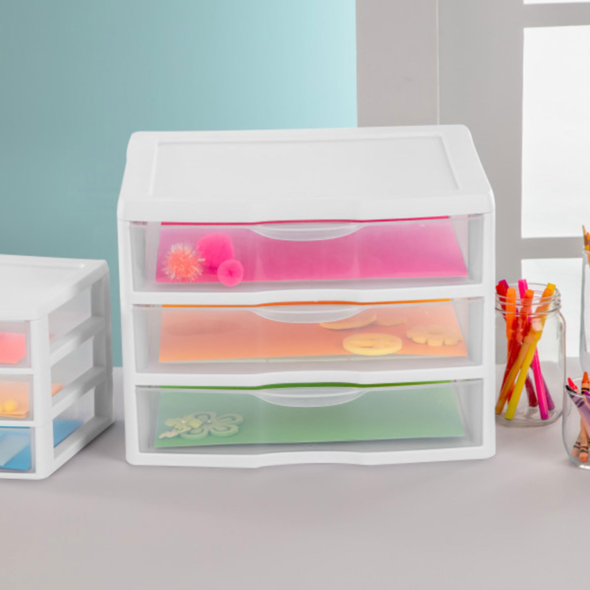 Sterilite 9-Pack 3 Drawer Plastic Storage Organizer - Small White Bins & Drawers for Home, Office, Closet Organization | Space-Saving Storage Solution