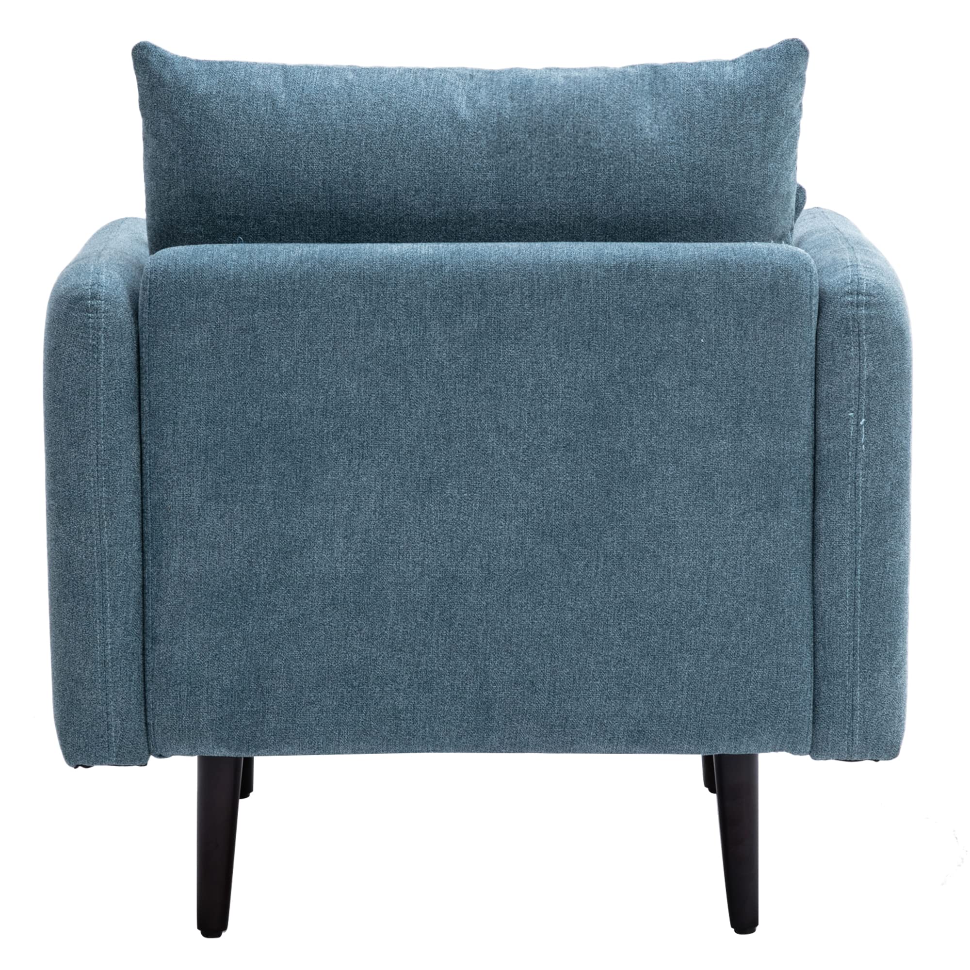 Modern Fabric Accent Arm Chair - High Back Comfy Single Sofa Chair with Solid Wood Legs & Pillow - Navy Blue Living Room, Bedroom, Reading Nook Seating - Perfect for Relaxing, Reading & Home Decor