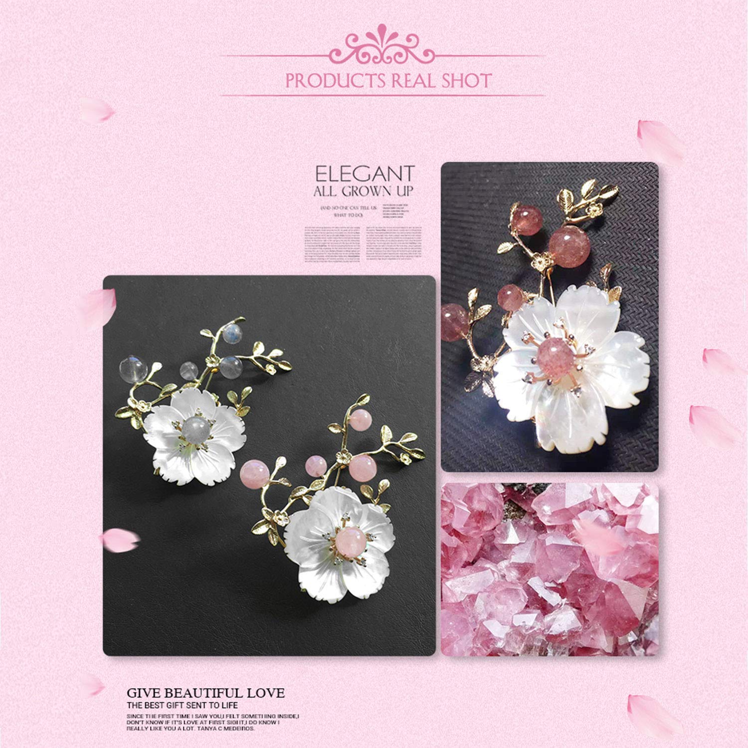 Elegant Crystal & Rhinestone Flower Brooches for Women - Pink Blossom Fashion Jewelry Pin | Perfect Gift for Birthday, Party, Wedding & New Year | Wear with Dresses, Coats, Scarves & Hats for Stylish Look