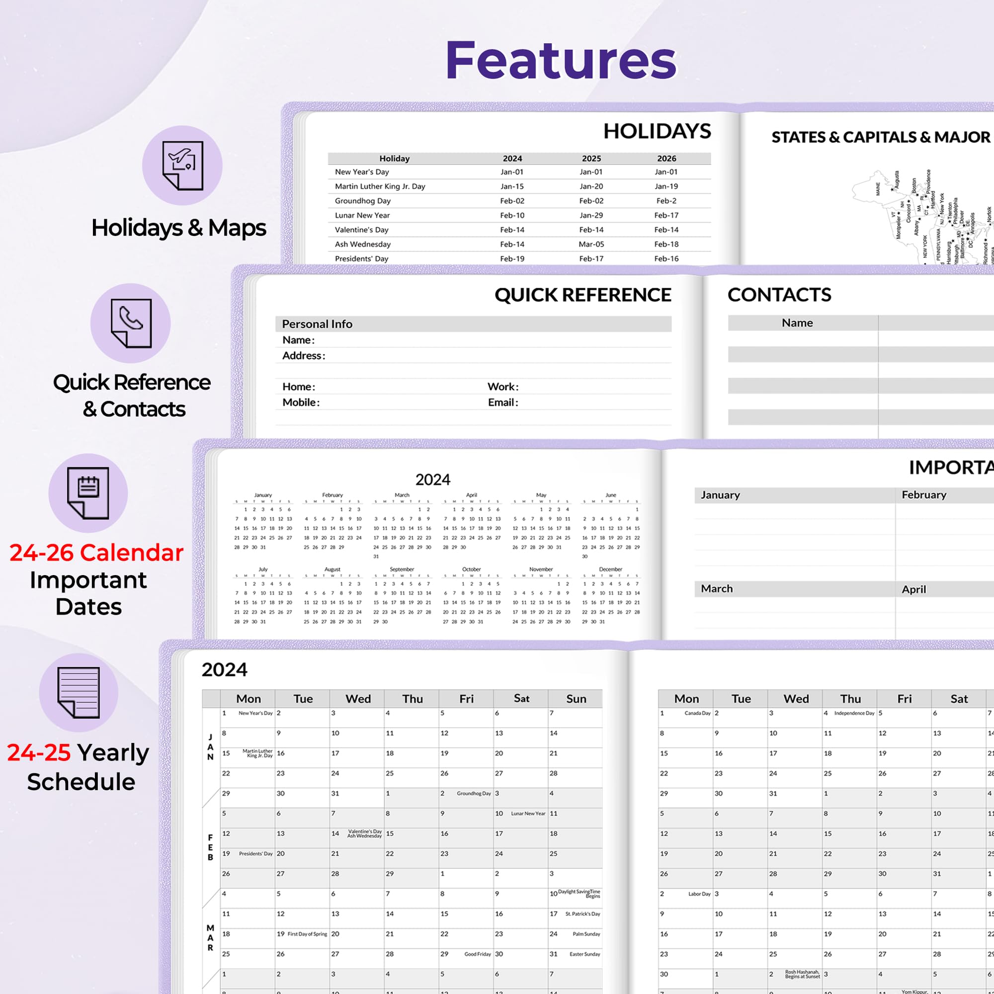 SUNEE 2024-2025 Weekly & Monthly Planner - 5.5