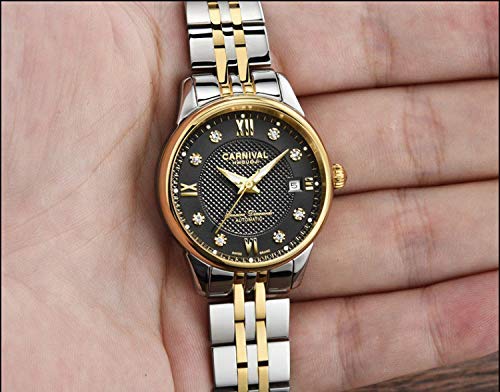 MASTOP Women's Automatic Self-Winding Watch - Stainless Steel Waterproof Luminous Date Dial Crystal Watch for Women | Perfect for Office, Evening Events & Everyday Wear