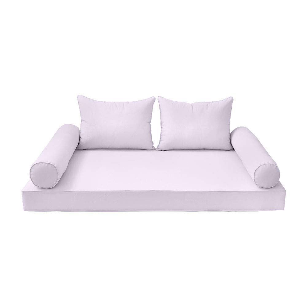Prolinemax Outdoor Style 4 Twin-XL Piped Trim Daybed Mattress Bolster Pillow Fitted Sheet Cover Only - AD107 | Perfect for Patio, Sunroom & Guest Bedroom Decor