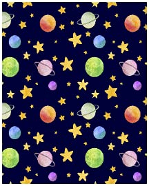 Cartoon Space and Watercolor Planet