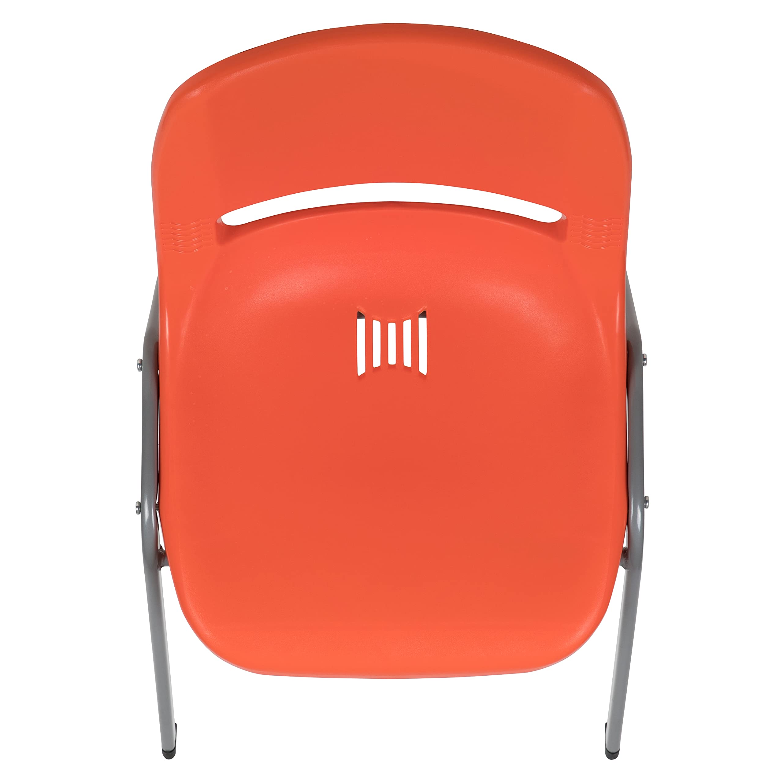 Emma & Oliver Orange Ergonomic Shell Stackable Chair - Comfortable Student Chair for Classroom, Office Guest Chair - Perfect for Schools, Libraries, and Waiting Areas
