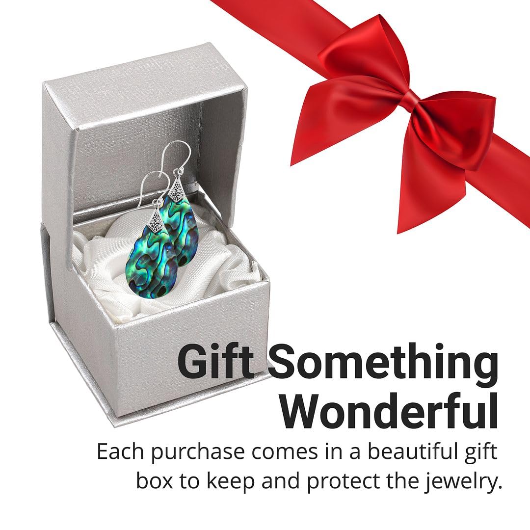 925 Sterling Silver Abalone Shell Dangle Earrings for Women – Stylish Beach Jewelry, Unique Birthday Gift – Perfect for Summer Outfits, Vacations & Special Occasions