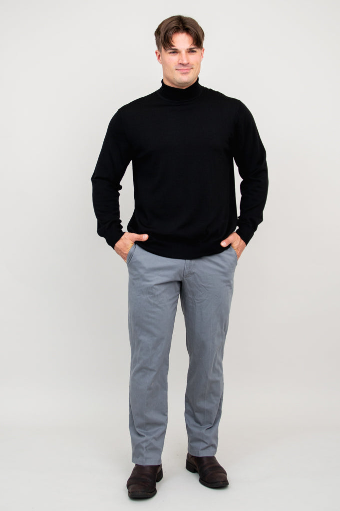 Premium Eric Sweater for Men - 100% Merino Wool, Soft & Warm Winter Pullover (Black) - Perfect for Office, Travel & Casual Outfits