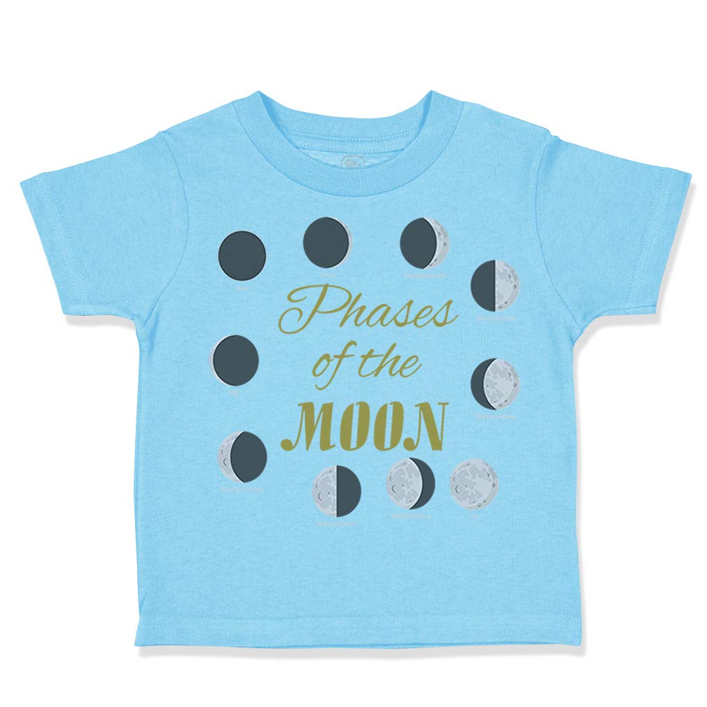 Planets & Space Phases of The Moon Cotton Toddler T-Shirt - Cute Astronaut Themed Tee for Boys & Girls (2T, Aqua Blue) | Perfect for Space-Themed Birthday Parties & Preschool Activities