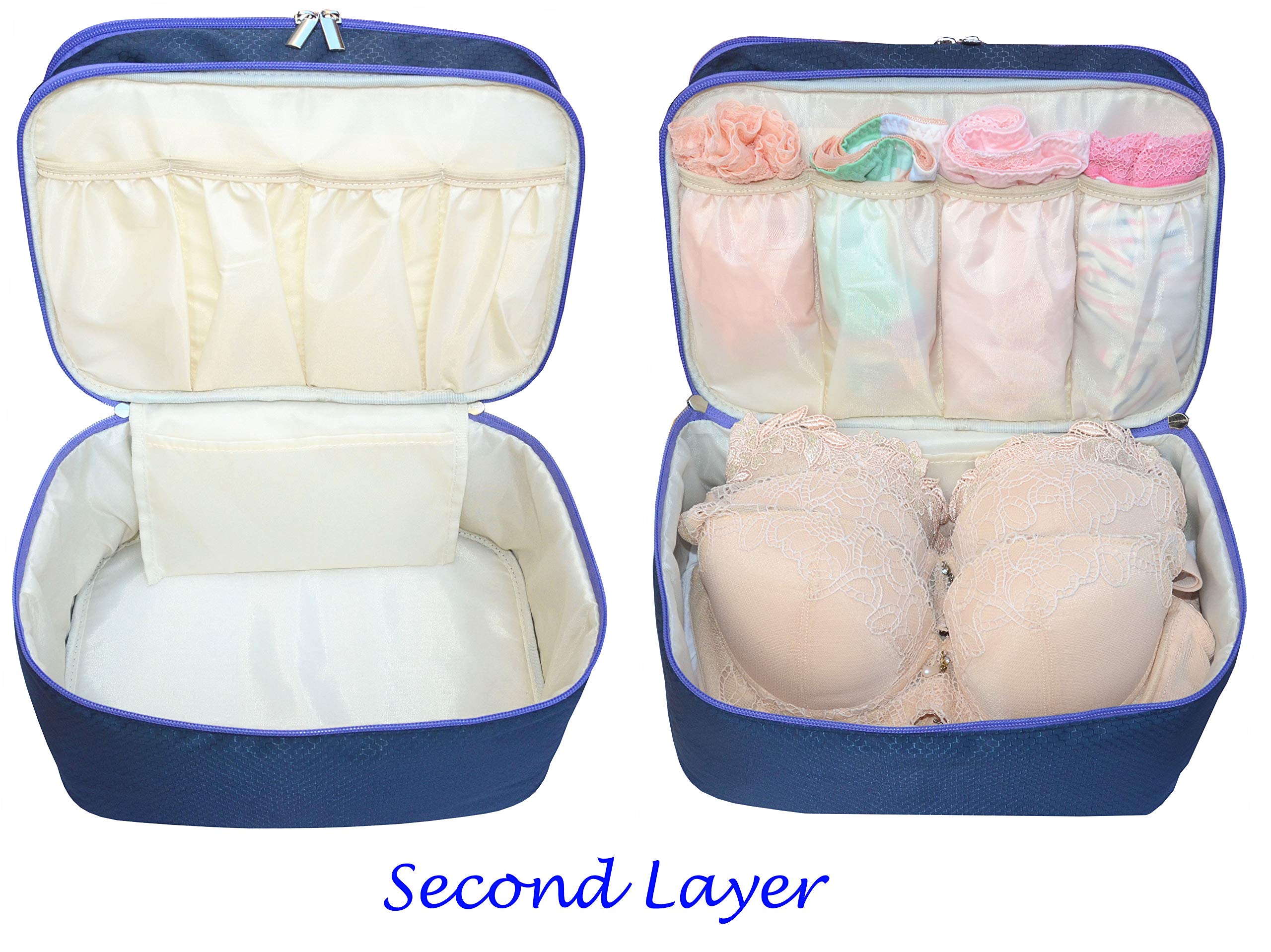 Travel Organizer Underwear Bag - Large Double Layer Packing Storage Bag for Bras, Socks, Underwear & Toiletries | Perfect for Travel, Gym & Organization | Waterproof & Durable