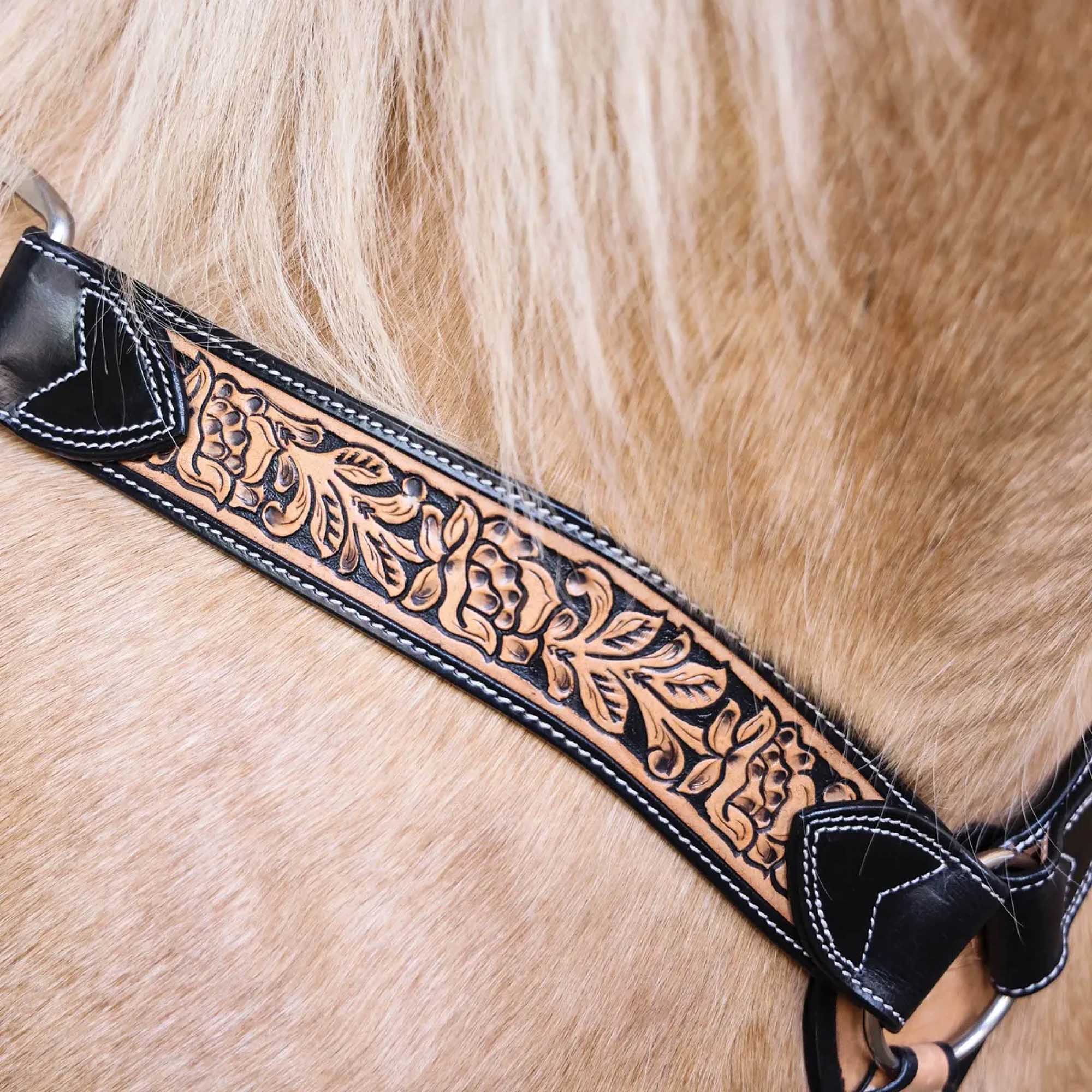 Circle Y Blooming Wild Breast Collar for Horses - Western Style Full Leather Horse Tack - Perfect for Trail Riding, Rodeos & Horse Shows