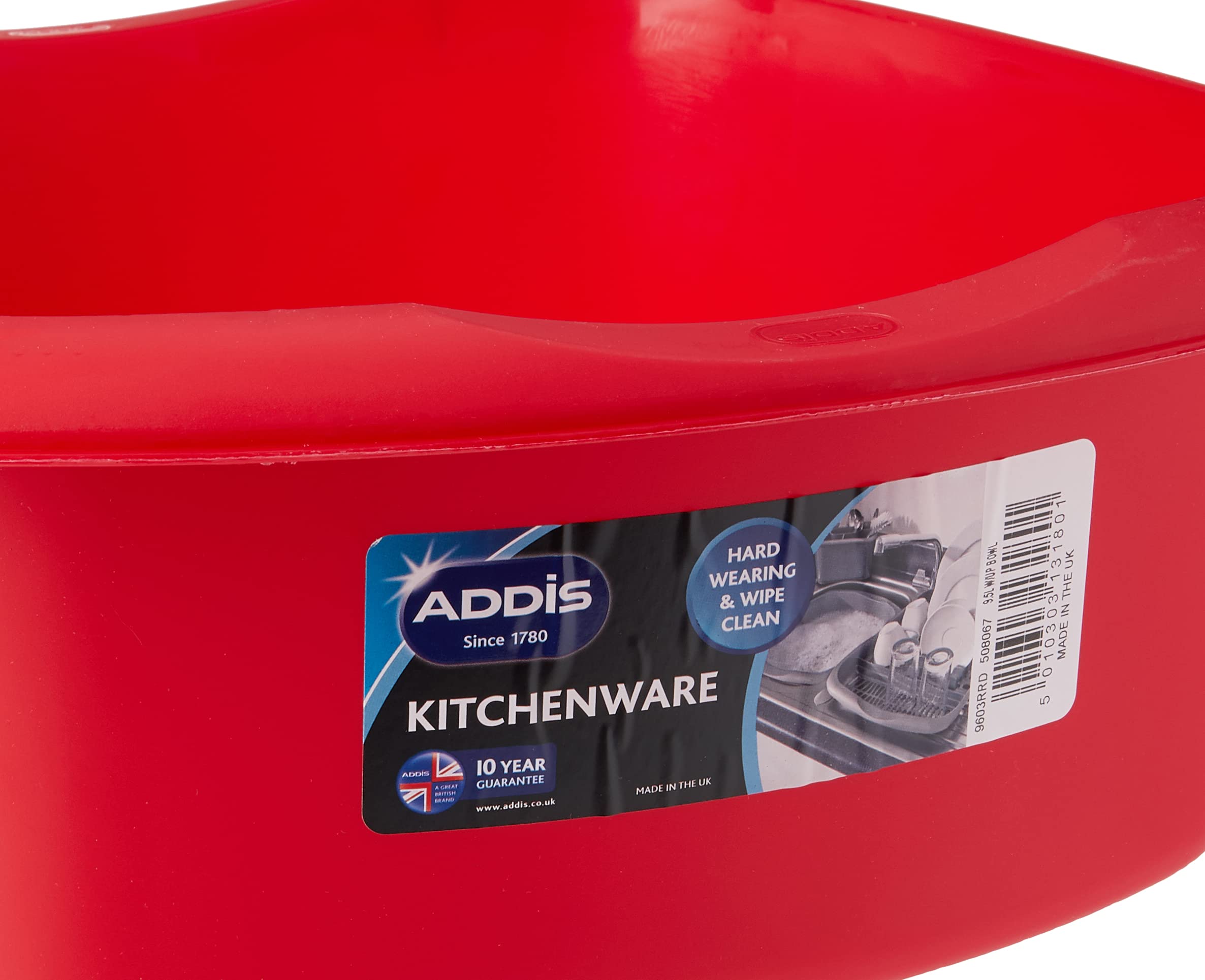 508067 Rectangular Washing Up Bowl - Roasted Red, 9.5 Liter Capacity - Perfect for Kitchen Sink, Dishwashing & Food Prep