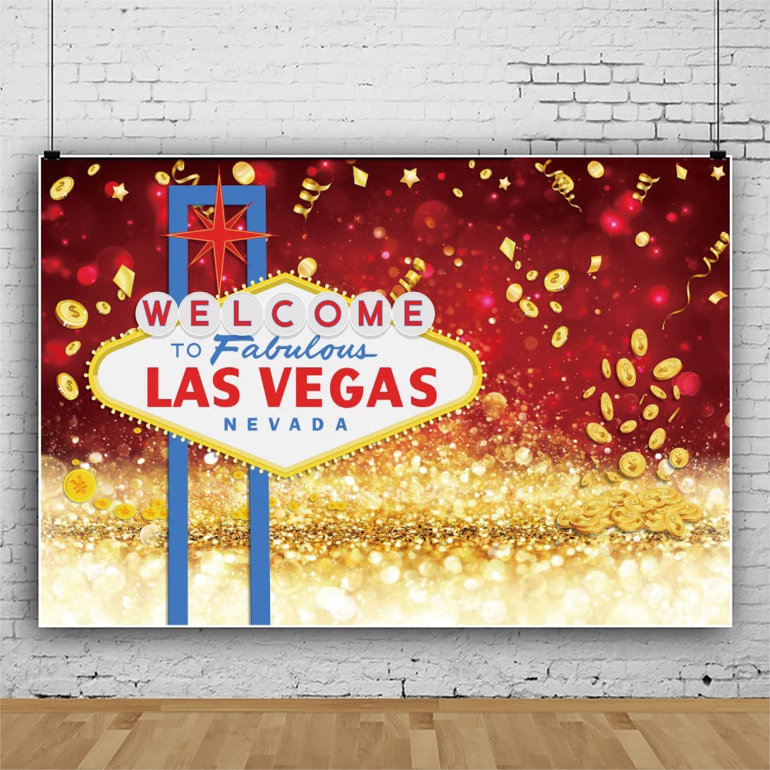 10x8ft Las Vegas Casino Party Backdrop - Welcome to Vegas Night Poker Theme Photography Background for Birthday, Baby Shower & Movie Themed Events - Perfect for Casino Nights, Photo Booths and Themed Party Decorations