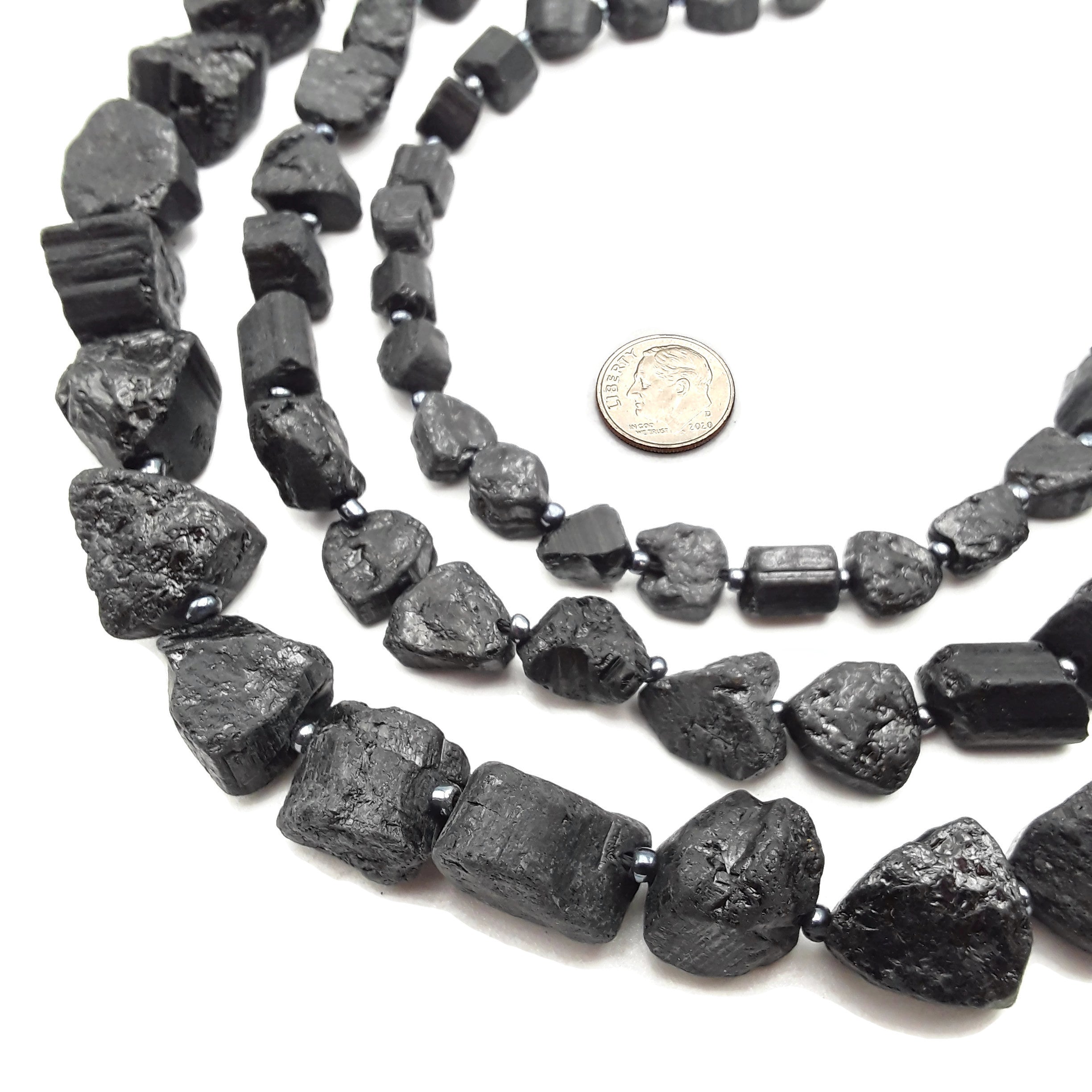 Natural Black Tourmaline Rough Nuggets - 10mm, 15mm, 18mm Chunk Beads - 15.5 Inch Strand for Jewelry Making, Healing Crystals & Energy Protection - Perfect for DIY Bracelets, Necklaces & Spiritual Practices