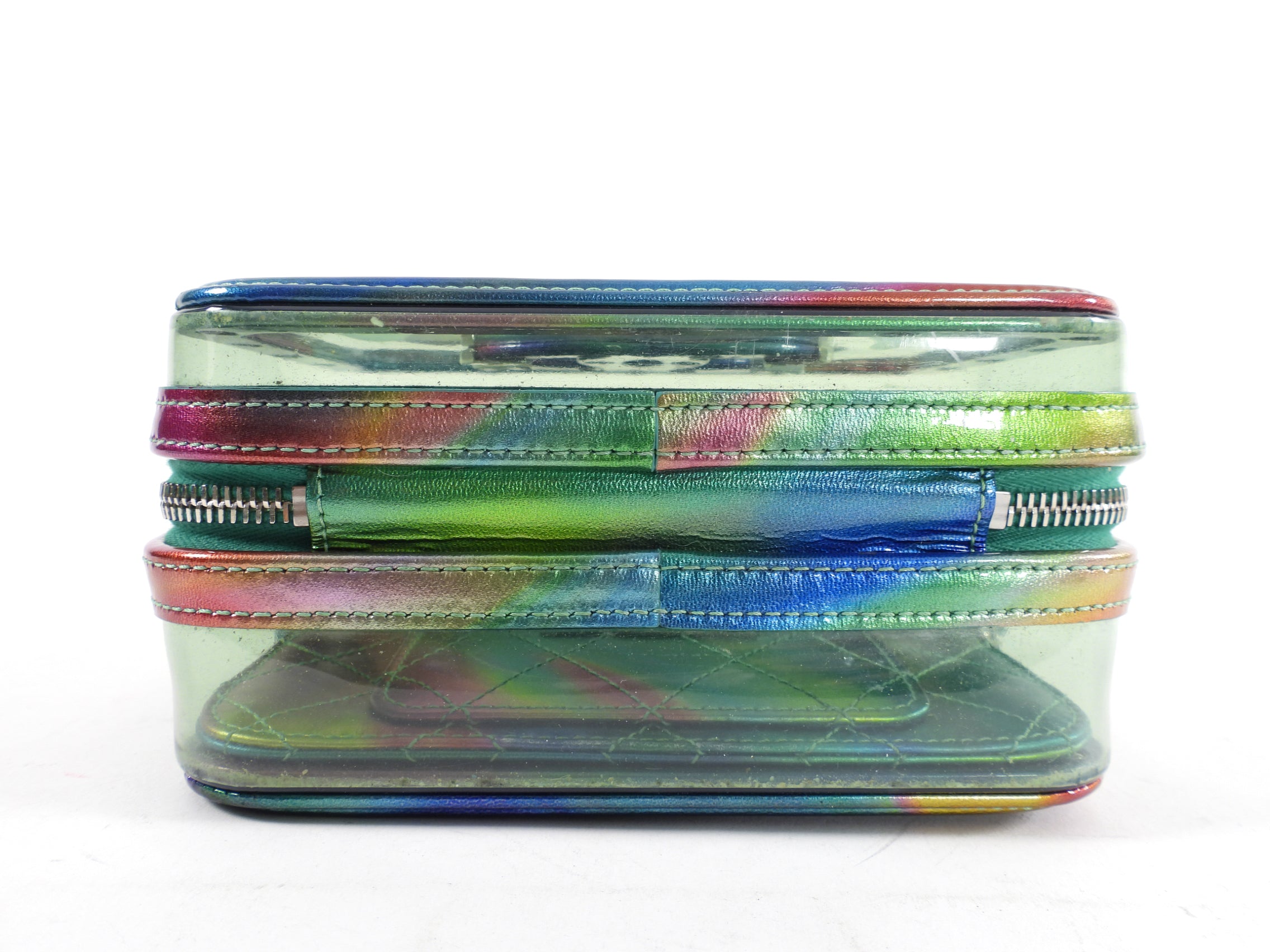 Chanel 20C Iridescent Rainbow Filigree Clear PVC CC Vanity Case - Luxury Designer Cosmetic Bag for Women, Perfect for Travel & Everyday Use