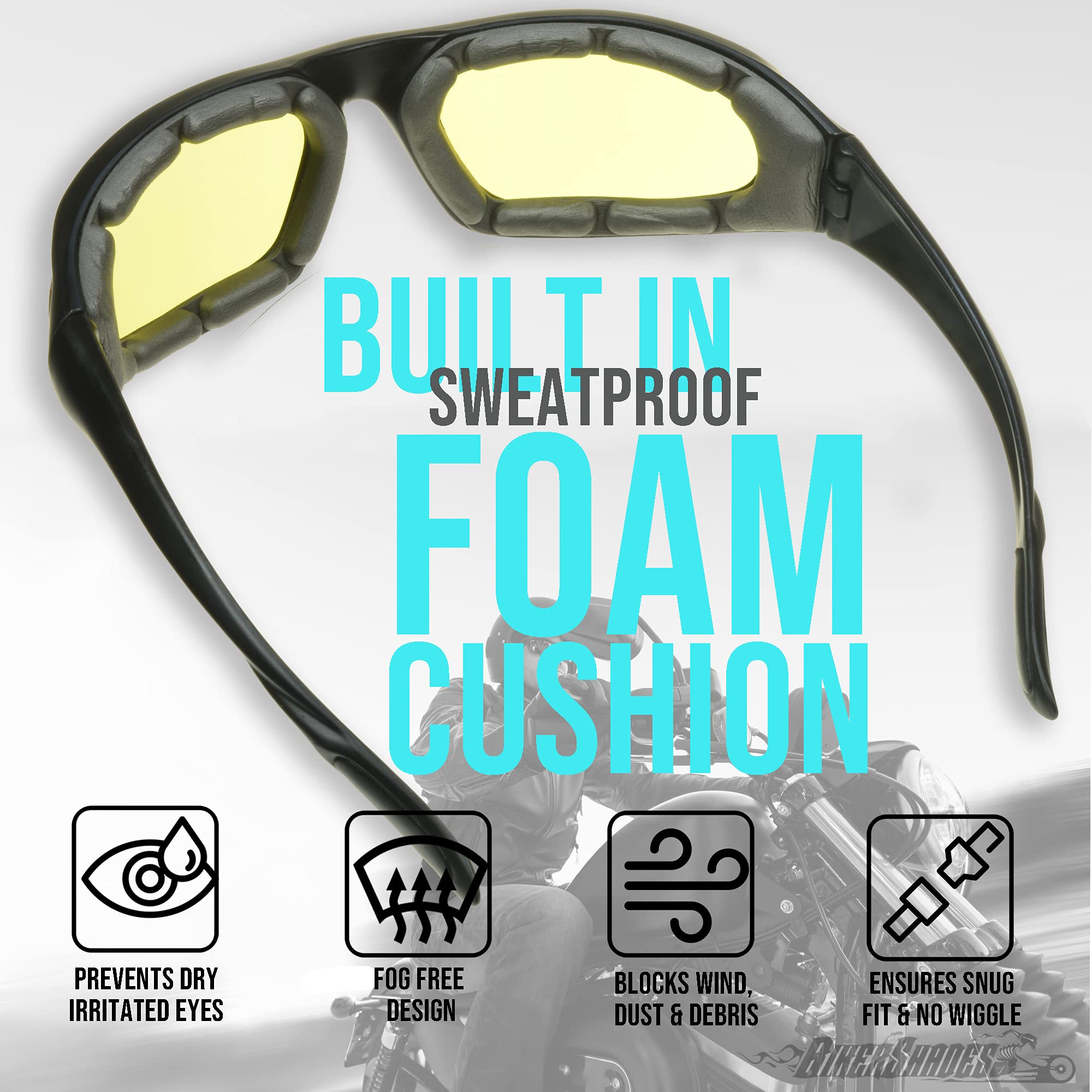 Women's Photochromic Motorcycle Riding Glasses - Transitional Biker Shades with Rhinestones, Day & Night Light Adjusting for Comfortable Riding - Perfect for Commuting, Touring & Outdoor Adventures