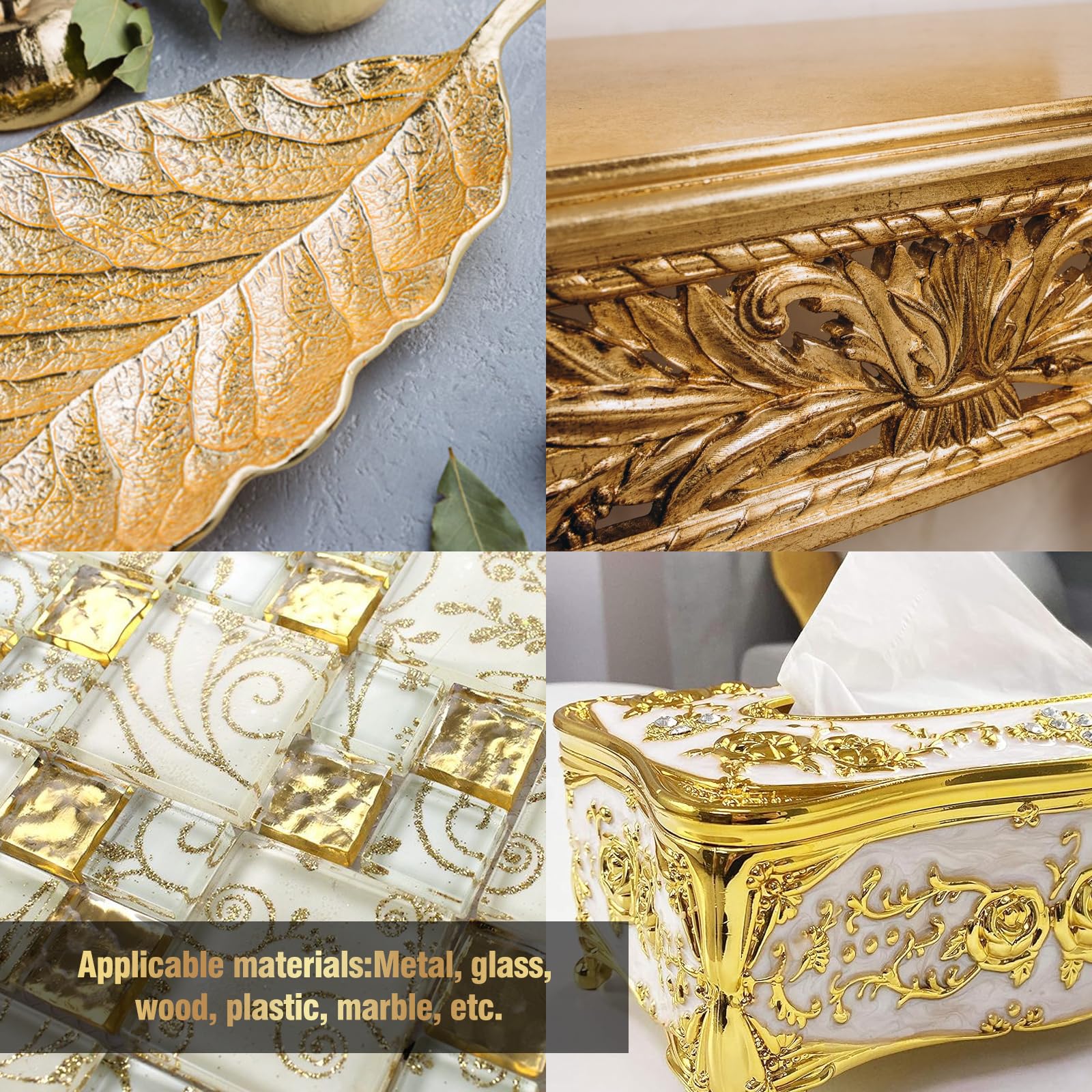Yeardera 100ml Gold Leaf Kit with Gilding Adhesive, Varnish & 100 Gold Leaf Sheets - DIY Art, Craft Painting, Furniture Decor - Perfect for Home Décor, Wedding Invitations, Picture Frames & DIY Projects