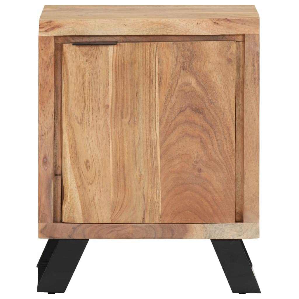 Modern Acacia Wood Nightstand with Live Edges - 15.7