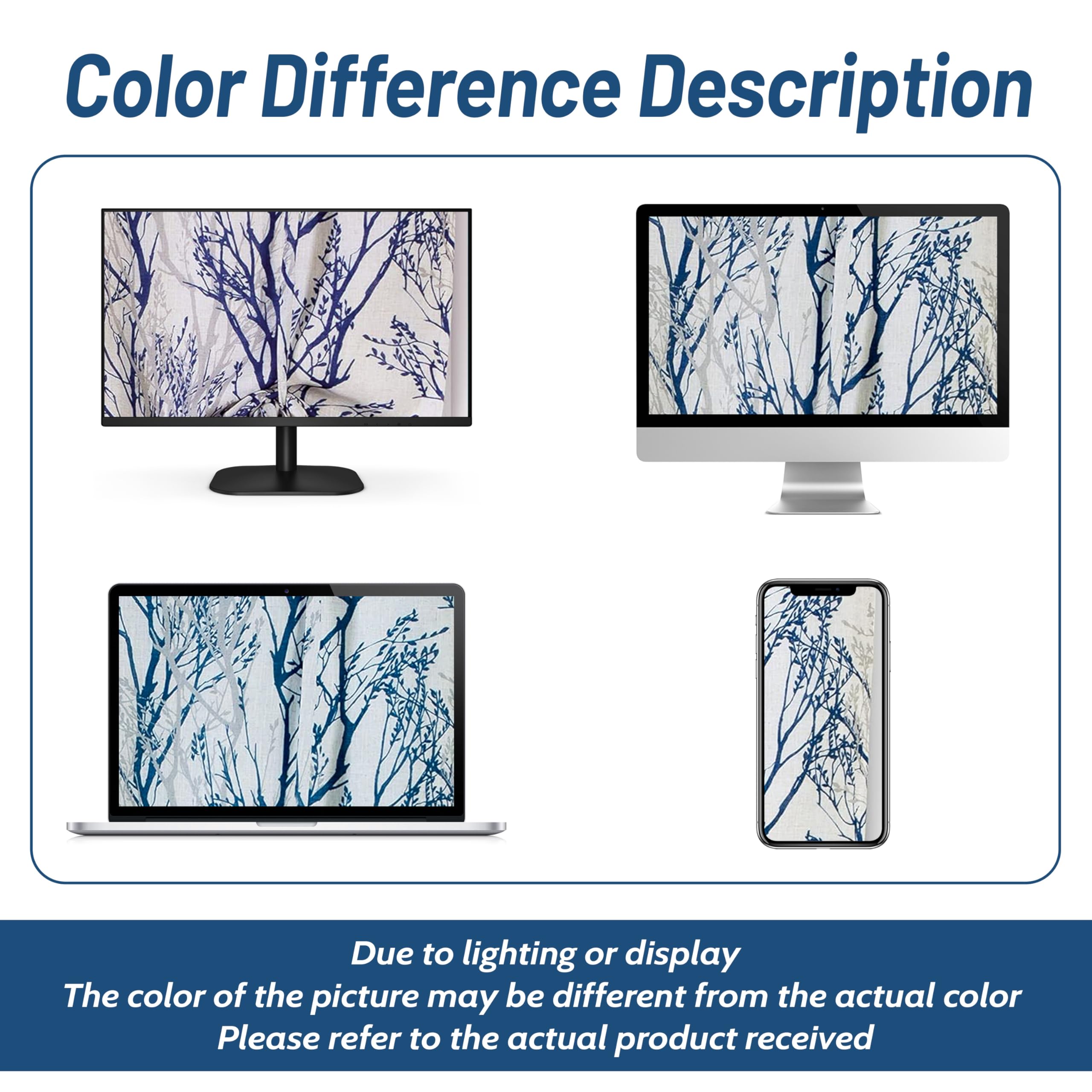 Blue & White Linen Blend Blackout Curtains - 84