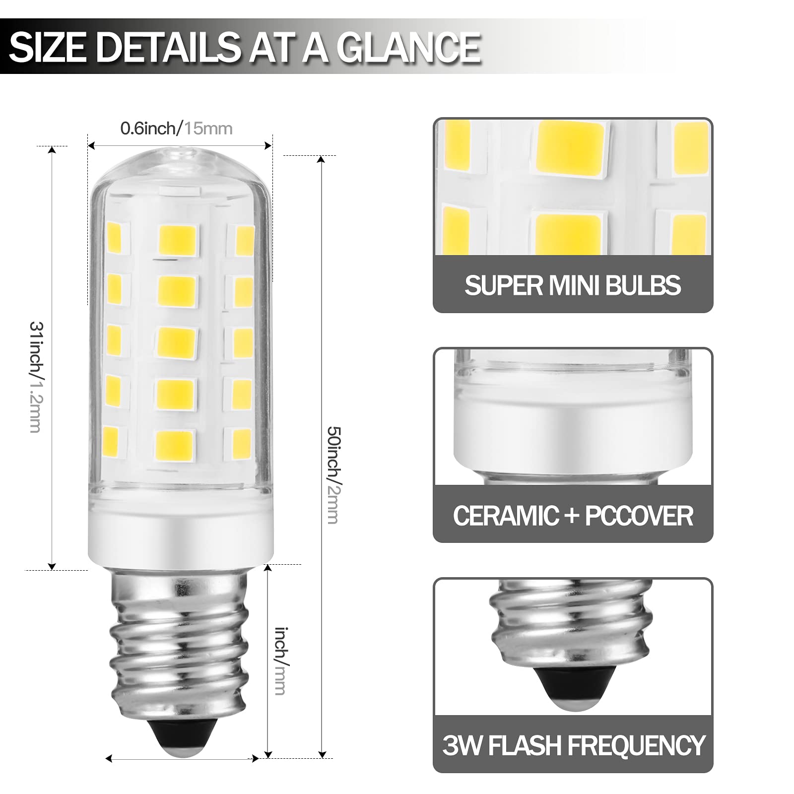 Dimmable LED Mirror Bulb for Conair & Jerdon - 2PCS (Natural White) - Perfect for Makeup & Vanity Lighting