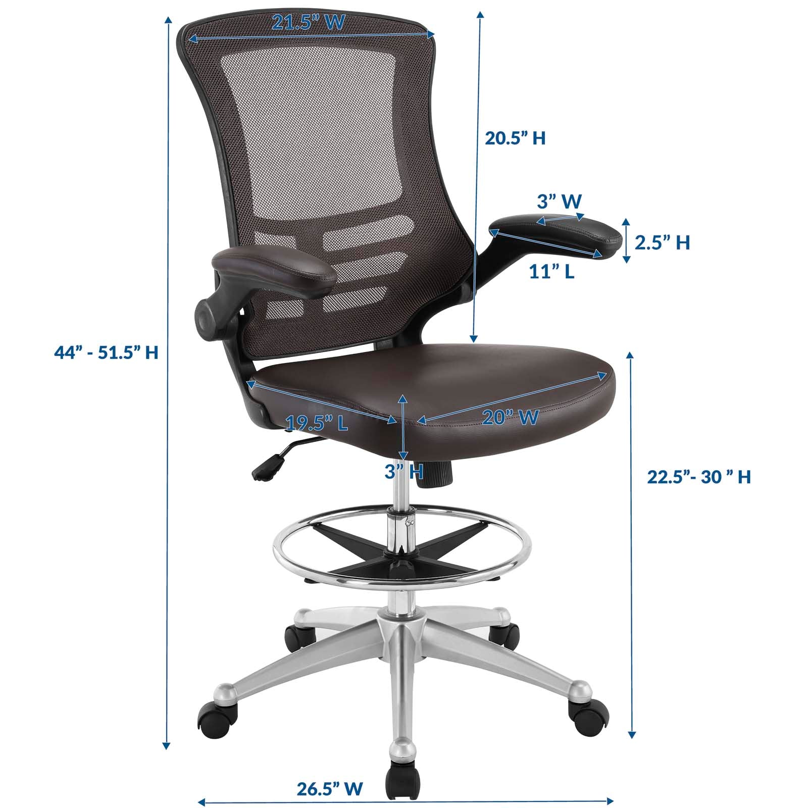 Ergonomic Vinyl Drafting Chair with Adjustable Height - Perfect for Architects, Artists & Office Workstations