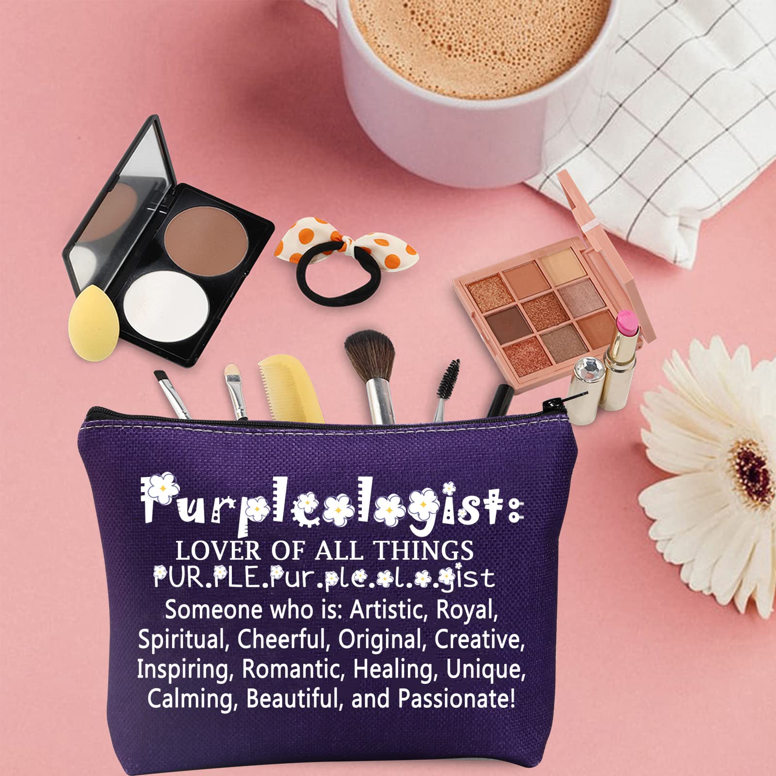 TSOTMO Purple Zipper Makeup Bag - Waterproof Cosmetic Pouch for Travel & Storage | Perfect Gift for Purple Lovers | Organize Makeup, Jewelry & Essentials in Style