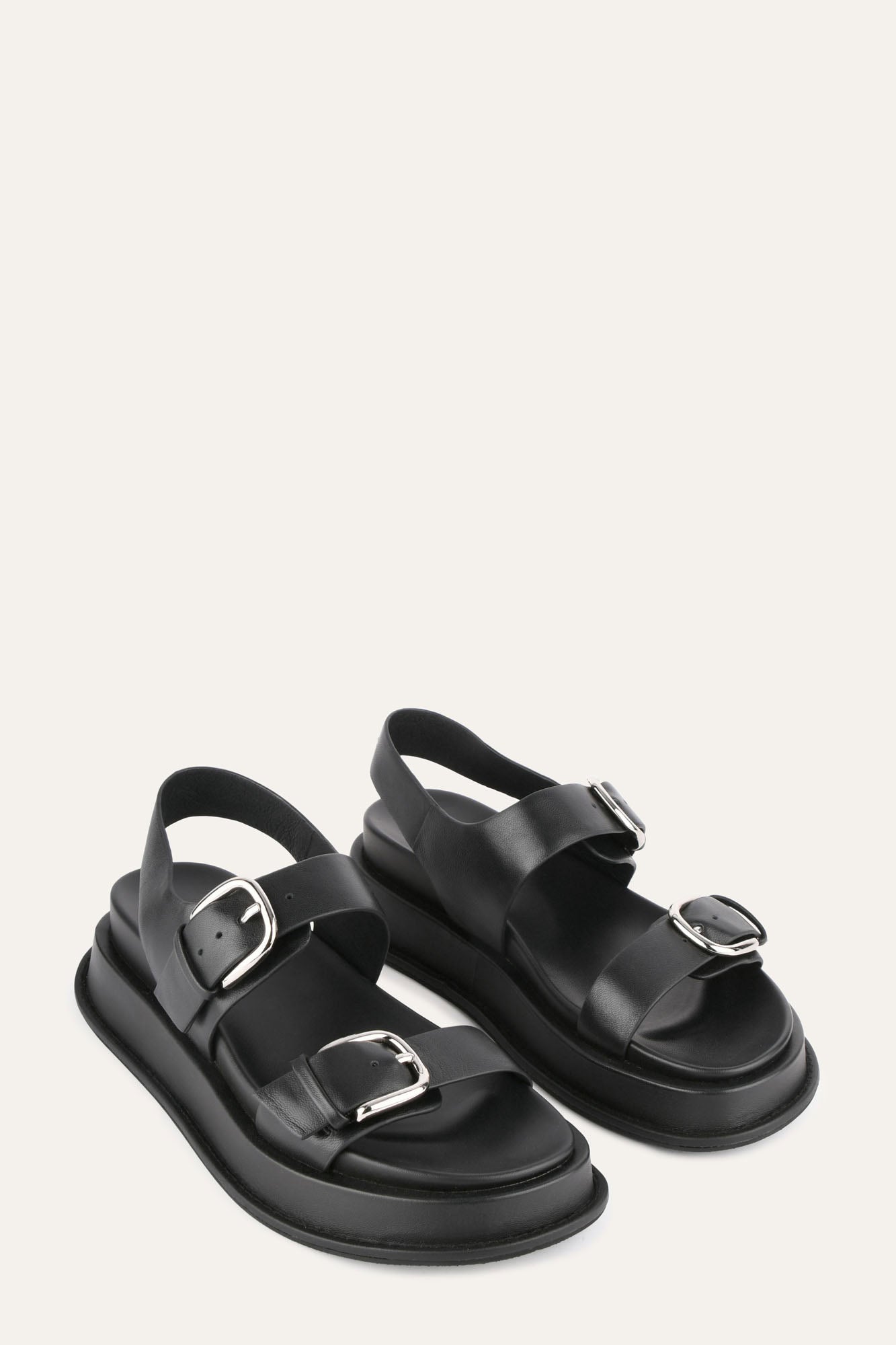 Black Leather Mabel Flat Sandals for Women - Comfortable Casual Summer Shoes for Beach, Walking & Everyday Wear