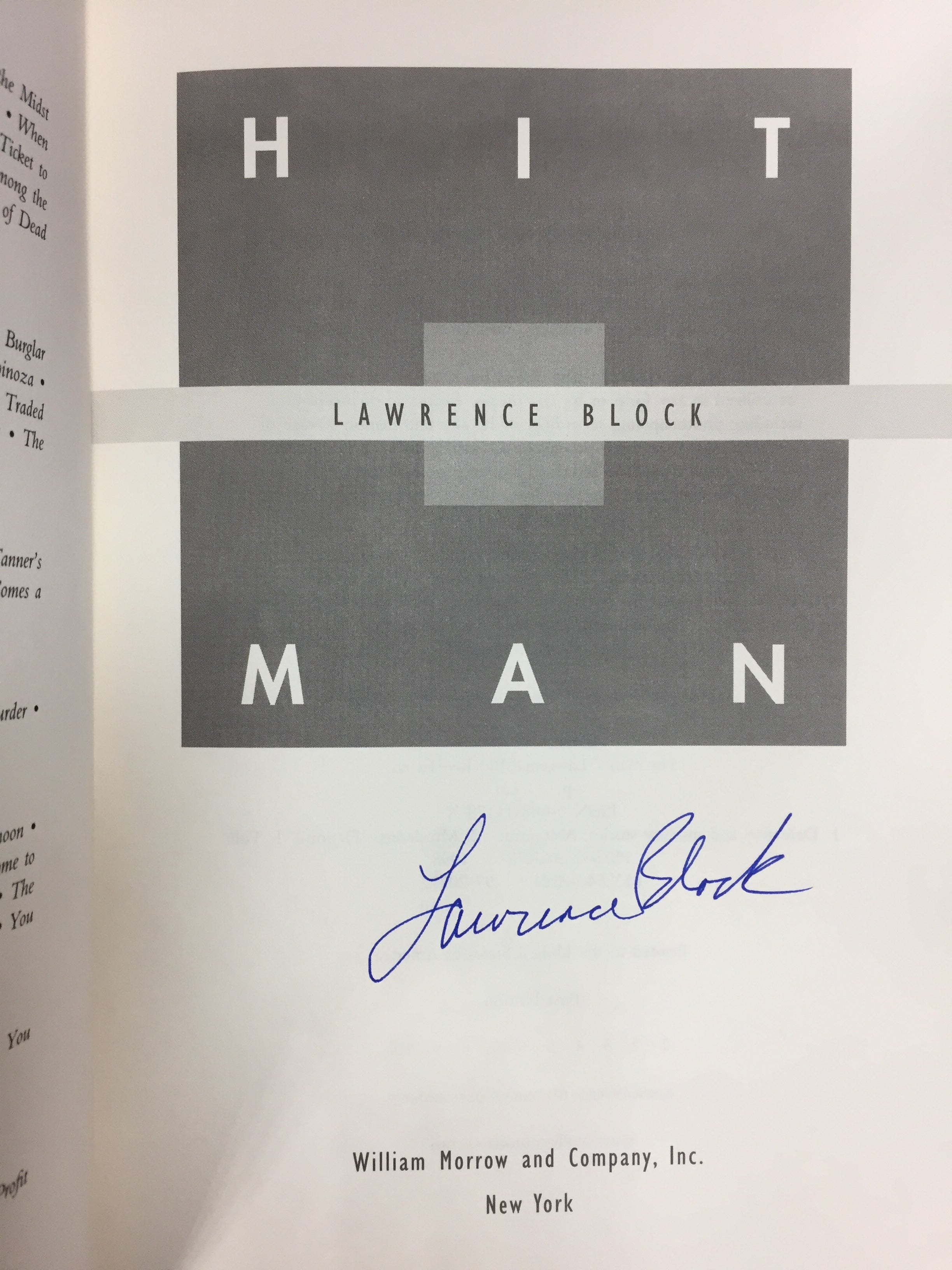 Block, Lawrence Hit Man - Signed First Edition | Collectible Crime Thriller Novel | Perfect for Book Collectors & Mystery Fans