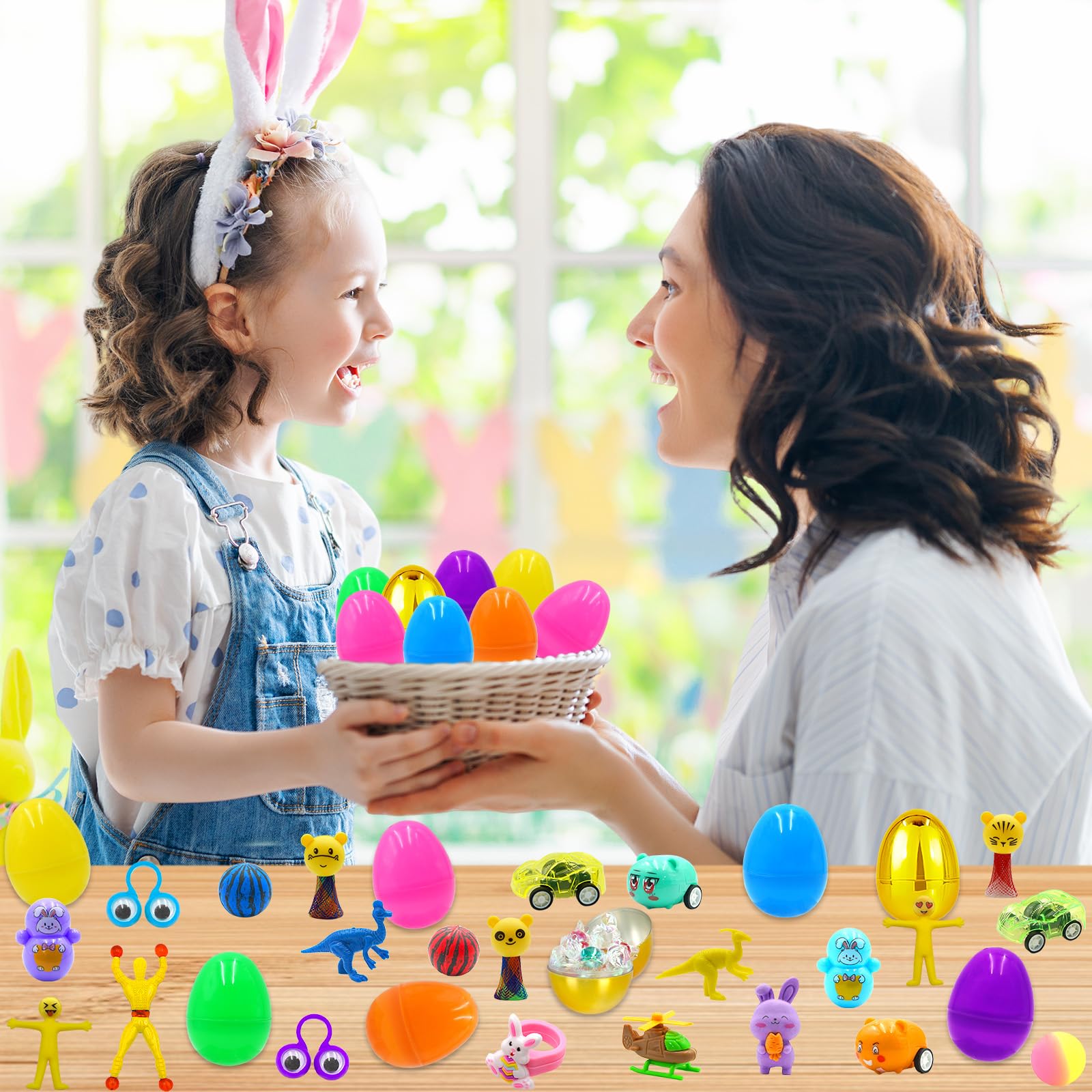 6 Surprise Golden Eggs - 100 PCS Easter Prefilled Plastic Eggs with Assorted Toys for Kids, Toddlers, Boys & Girls - Perfect for Easter Basket Stuffers, Party Favors, Egg Hunts & Classroom Rewards