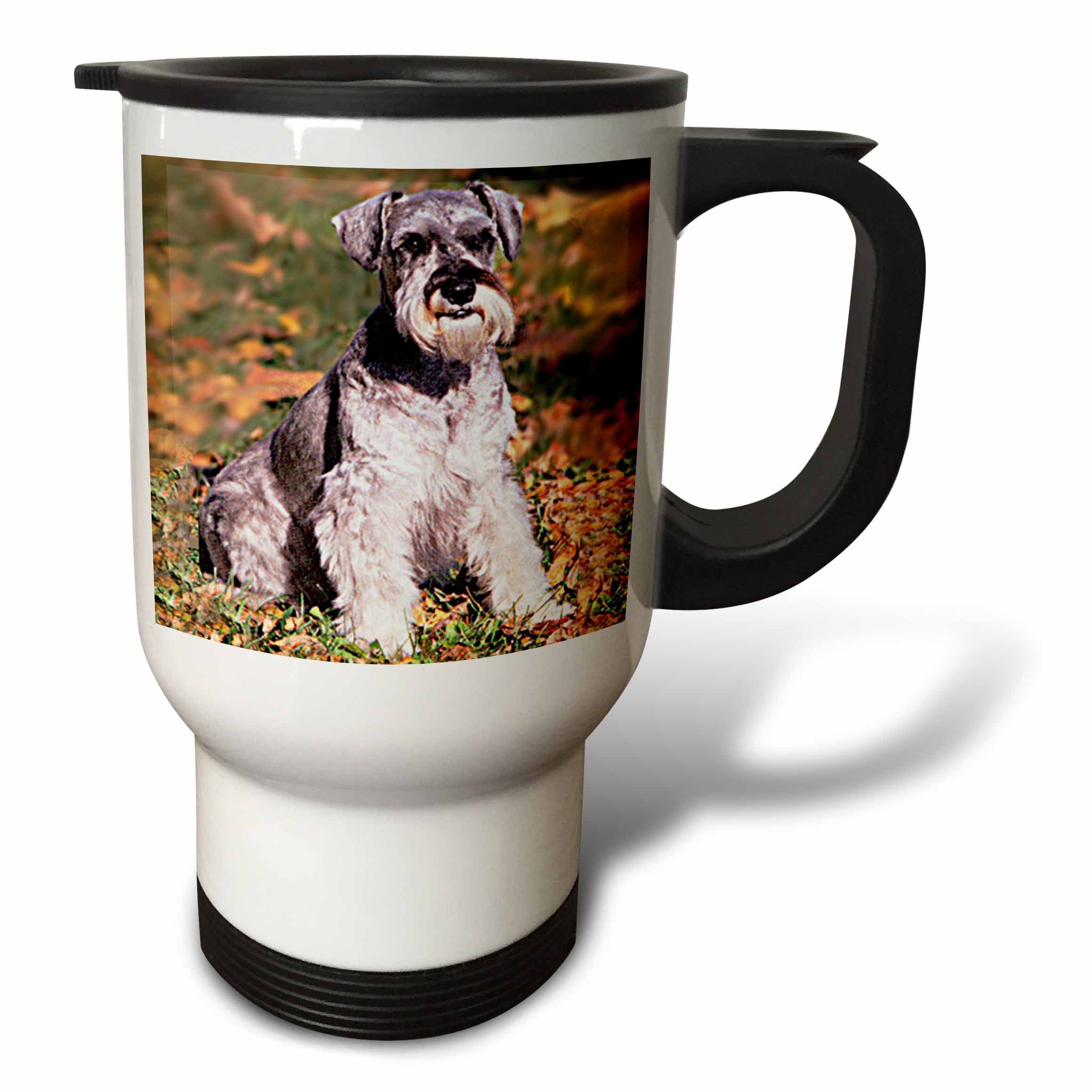 3D Rose Schnauzer Dog Design Insulated Travel Mug - 14 Oz Stainless Steel Coffee Cup for Hot & Cold Drinks - Perfect for Commuting, Camping, and Office Use
