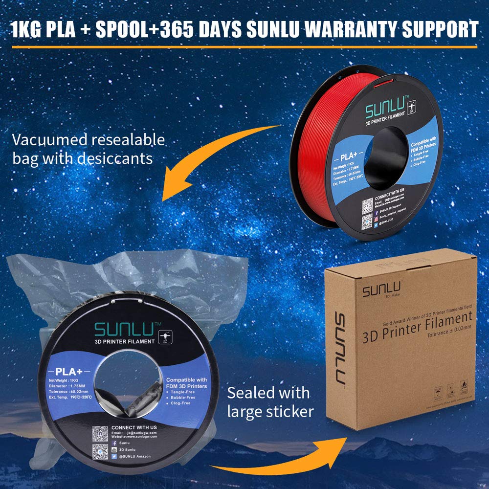 SUNLU PLA+ 3D Printer Filament 1.75mm 10KG Spool (11x1KG Multi-Color) High Precision +/-0.02mm for Smooth 3D Printing - Perfect for DIY Projects, Cosplay Props & Educational Models