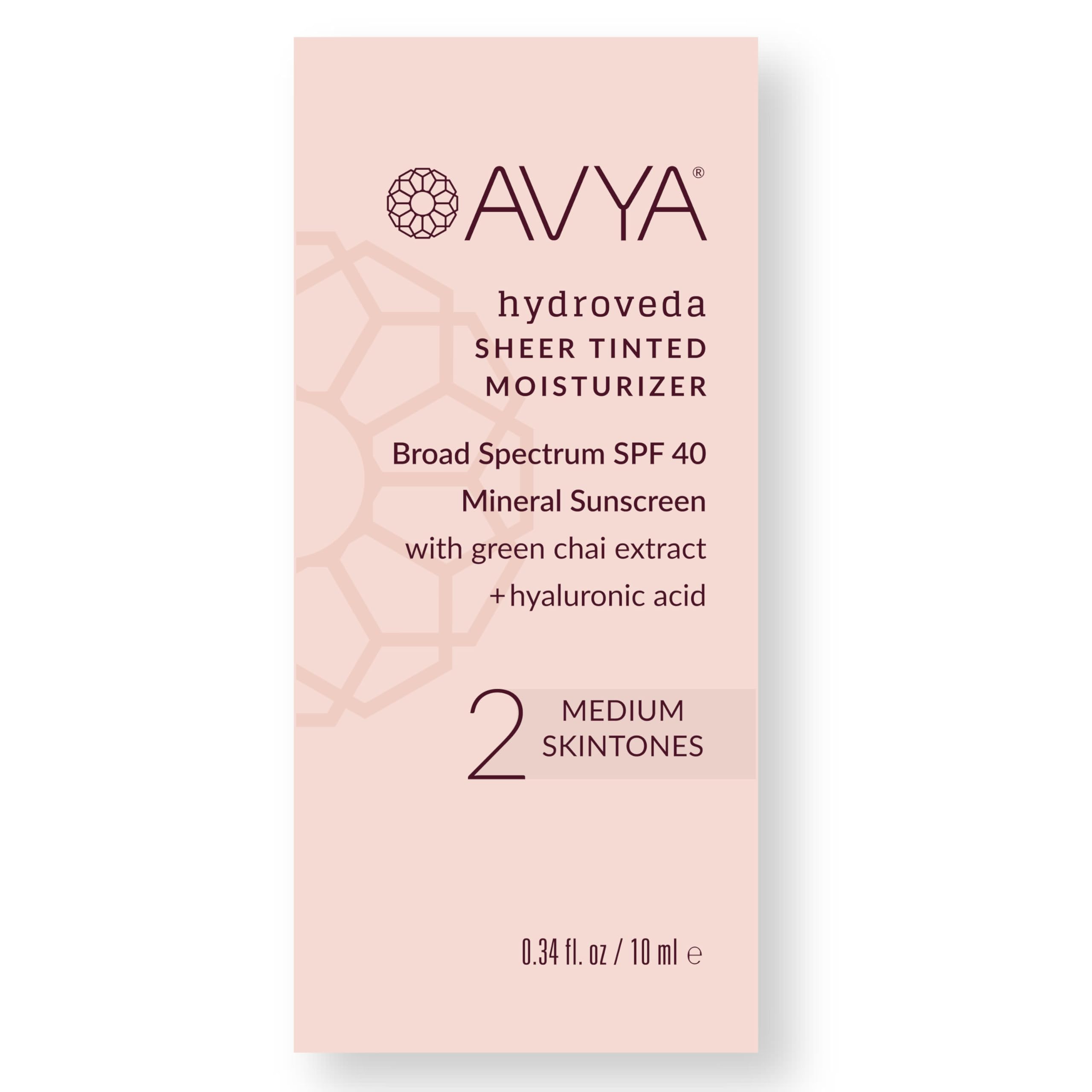 AVYA SPF 40 Sheer Tinted Moisturizer with Hyaluronic Acid & Green Chai – Ayurvedic Skincare for Balanced, Brighter Skin | Medium Shade #2 (0.34oz) | Daily Hydration & Sun Protection for Work or Outdoor Activities