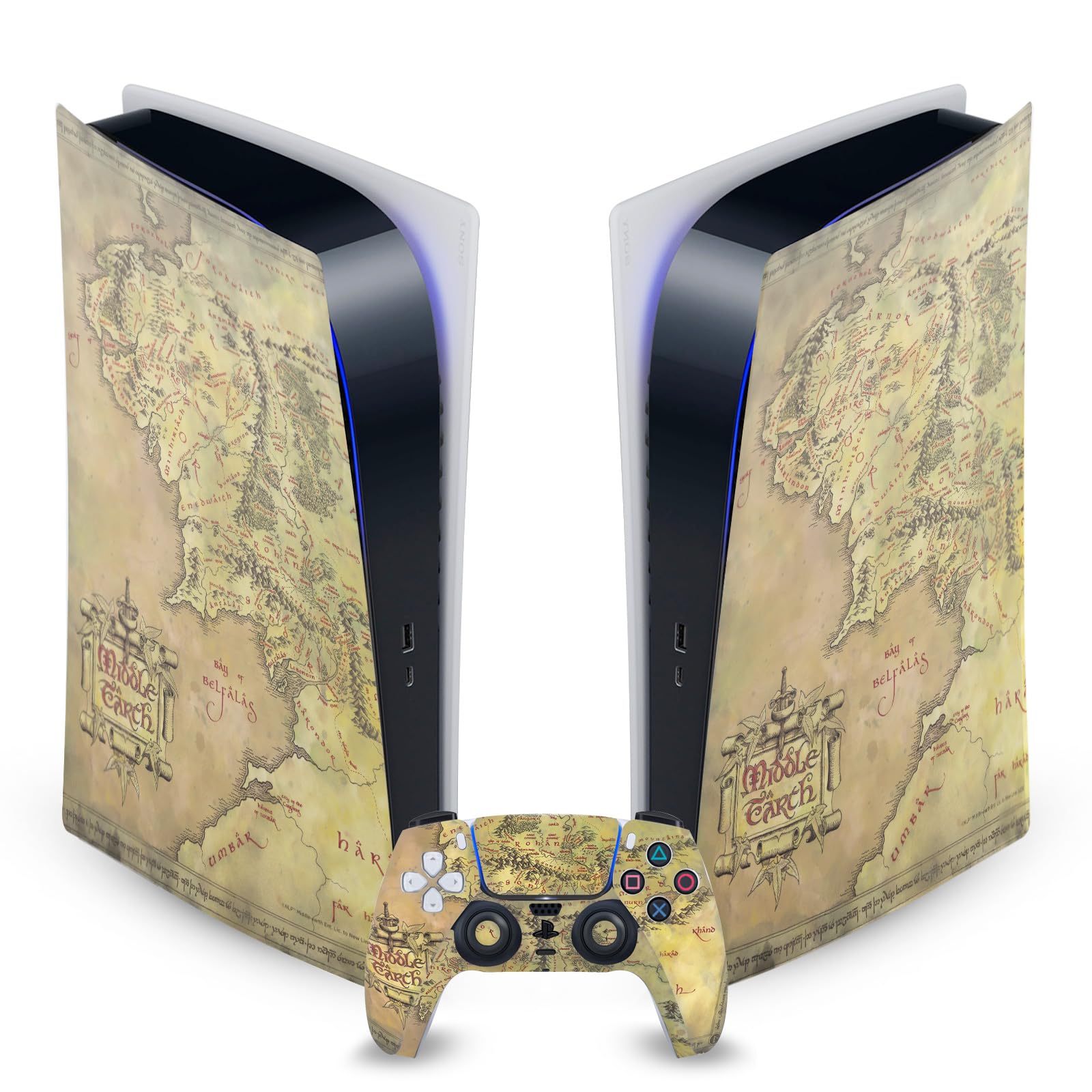 LOTR Middle Earth Map PS5 Skin - Officially Licensed Vinyl Decal for Gaming