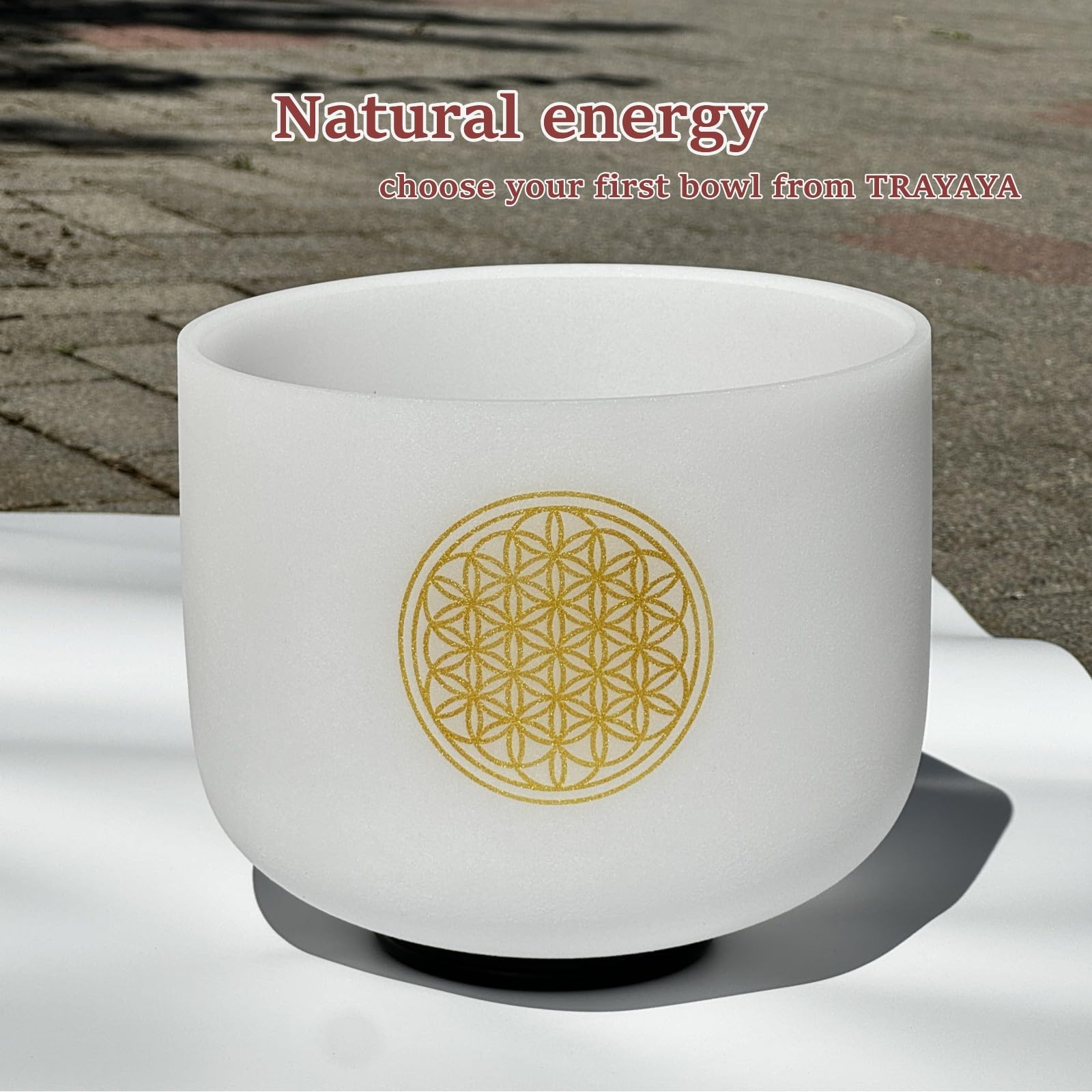 528Hz 8 Inch C Note Flower of Life Crystal Singing Bowl - Sound Healing & Meditation Bowl for Relaxation, Yoga, Reiki, and Chakra Balancing - Includes Carry Bag