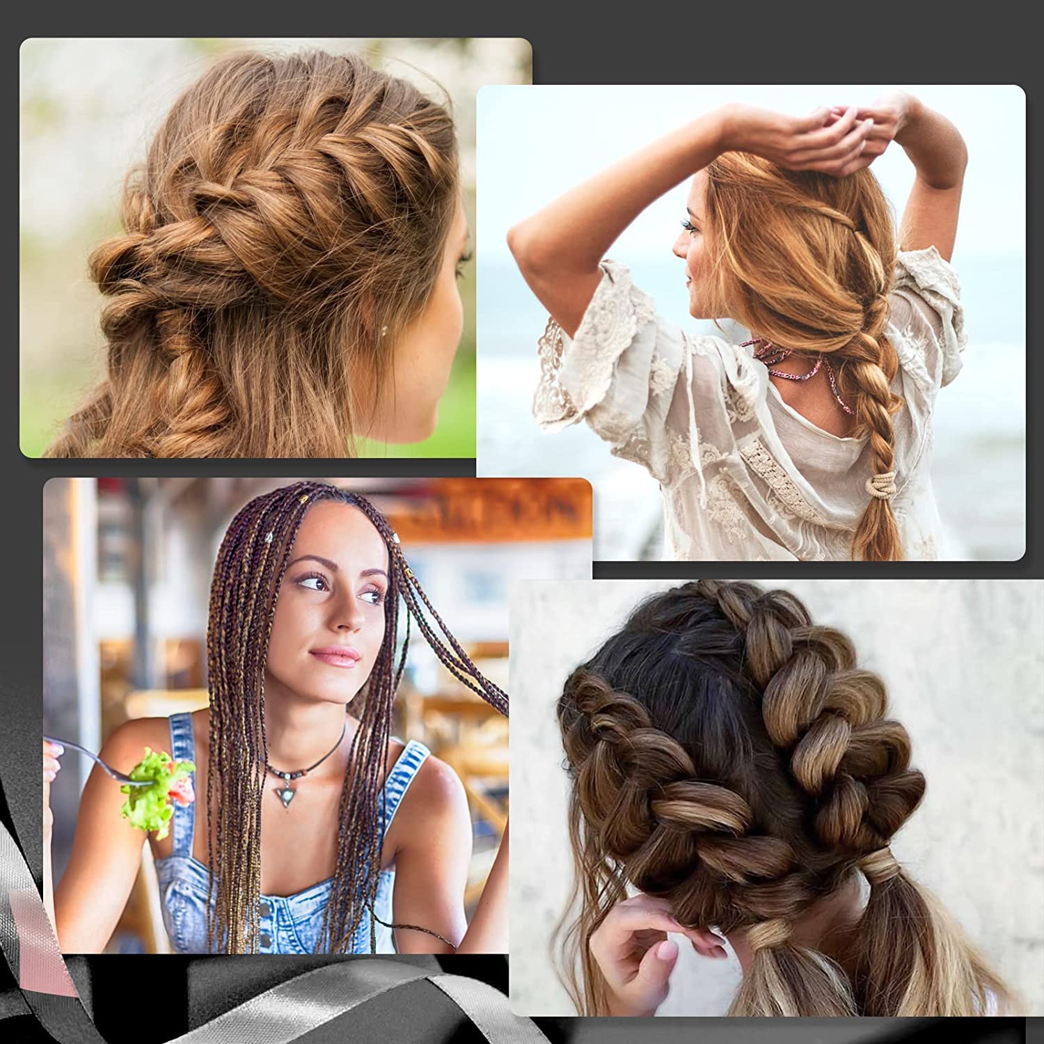 4Pcs French Braid Maker Hair Styling Tools - Hair Braid Bun Maker & Ponytail Accessories with Hair Teasing Brush - Perfect for DIY Salon Hairstyles, Parties, Weddings and Everyday Styling
