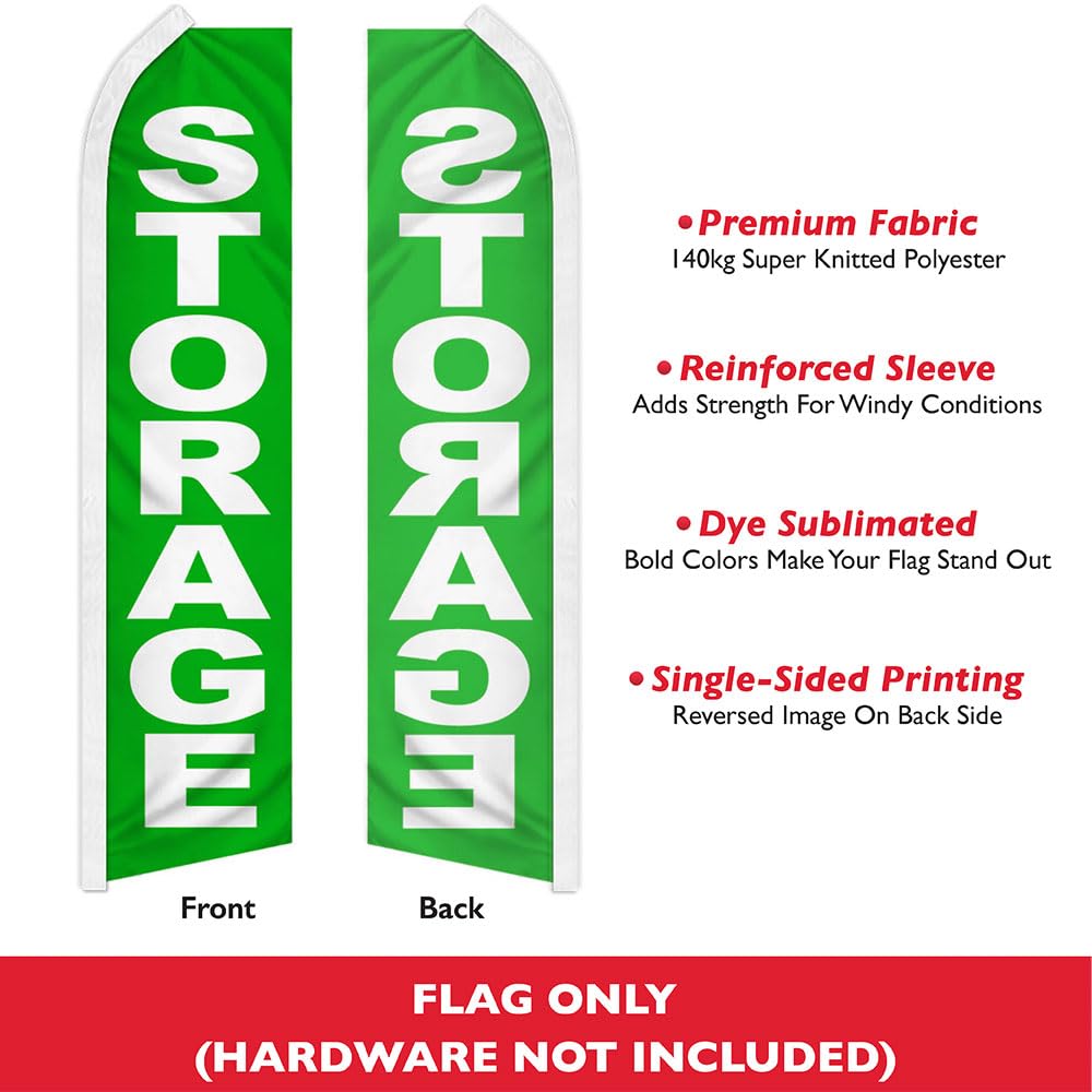 Green Swooper Advertising Flag for Storage Units - Durable Outdoor Banner for Self-Storage, RV & Hauler Storage | Perfect for Business Promotion & Property Marking