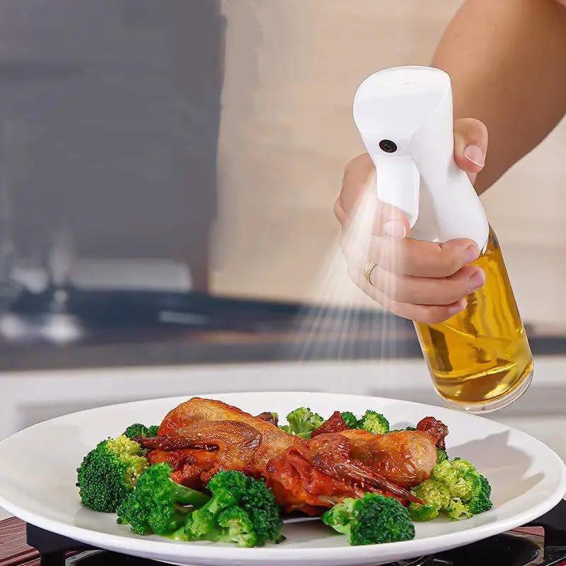 Premium Vrozty Oil Spray Bottle for Cooking & Air Fryer - 220ml Kitchen Oil Dispenser for Olive Oil, Vinegar, Salad Dressing - Perfect for BBQ, Grilling, Frying & Baking | Ideal for Home Kitchens, Restaurants & Outdoor Cooking