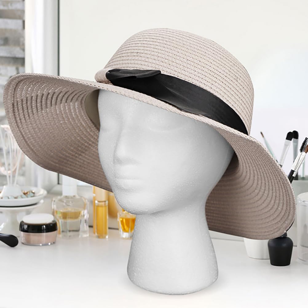 POPETPOP 2-Pack Foam Mannequin Head - Stylish Headphone Holder & Display Stand for Wigs, Hats, Cosmetics | Perfect for Salon, Home Office & Retail Store Organization