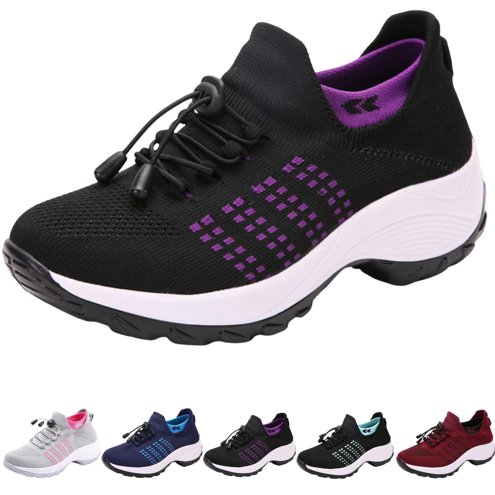 **Women's Slip-On Sneakers - Breathable Mesh Running Shoes with Platform & Lace-Up Design for Comfort & Style | Perfect for Jogging, Gym Workouts & Casual Wear**