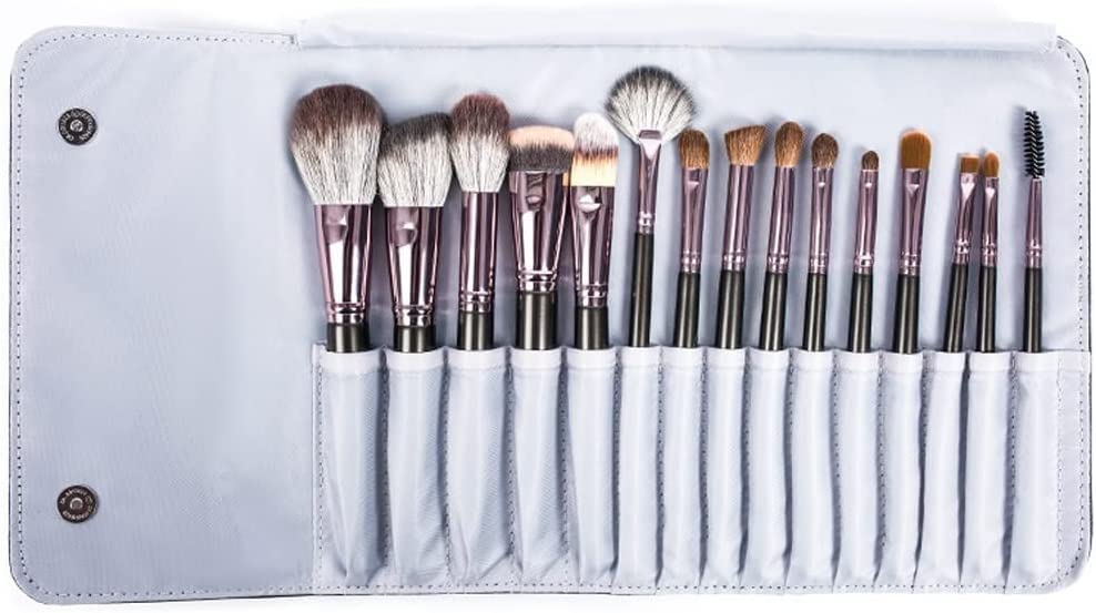 15Pcs Premium Makeup Brush Set by MIXIA - Foundation, Blending, Blush, Concealer & Eyeshadow Brushes with Travel Bag | Perfect for Professional Makeup, Travel & Gift Giving