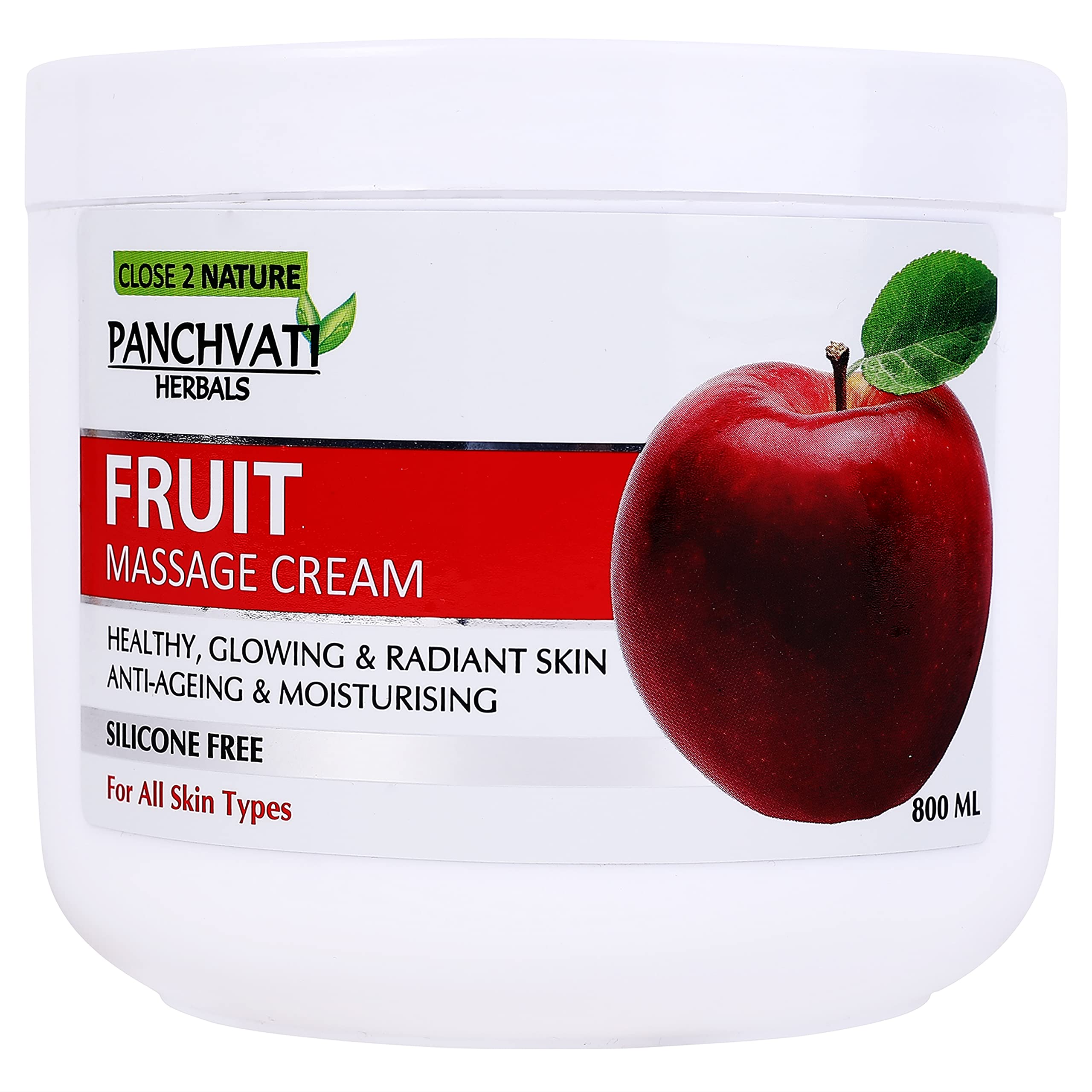 Panchvati Herbals Fruit Massage Cream 800gm - Silicone Free, All Skin Types - Hydrating & Relaxing Body Cream for Spa, Home Massage & Skin Care