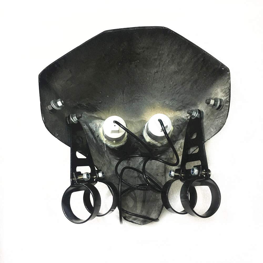 Universal FRP Motorcycle Headlight Fairing - Lightweight Fiberglass Racing Skeleton Skull Design (Black) for Harley, Honda, Yamaha - Perfect for Street Bikes, Cruisers & Custom Builds