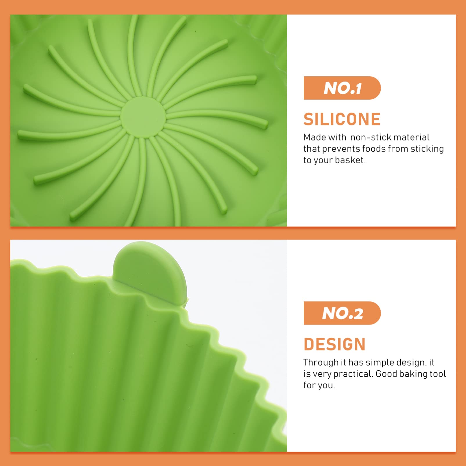 DOITOOL Air Fryer Accessories Set - 8 Inch Green Silicone Baking Mat, Non-Stick Parchment Paper, Cupcake Liners & Pot Liners for Air Fryer, Oven & Microwave - Durable, Heat-Resistant & Eco-Friendly Kitchen Tools for Healthy Cooking