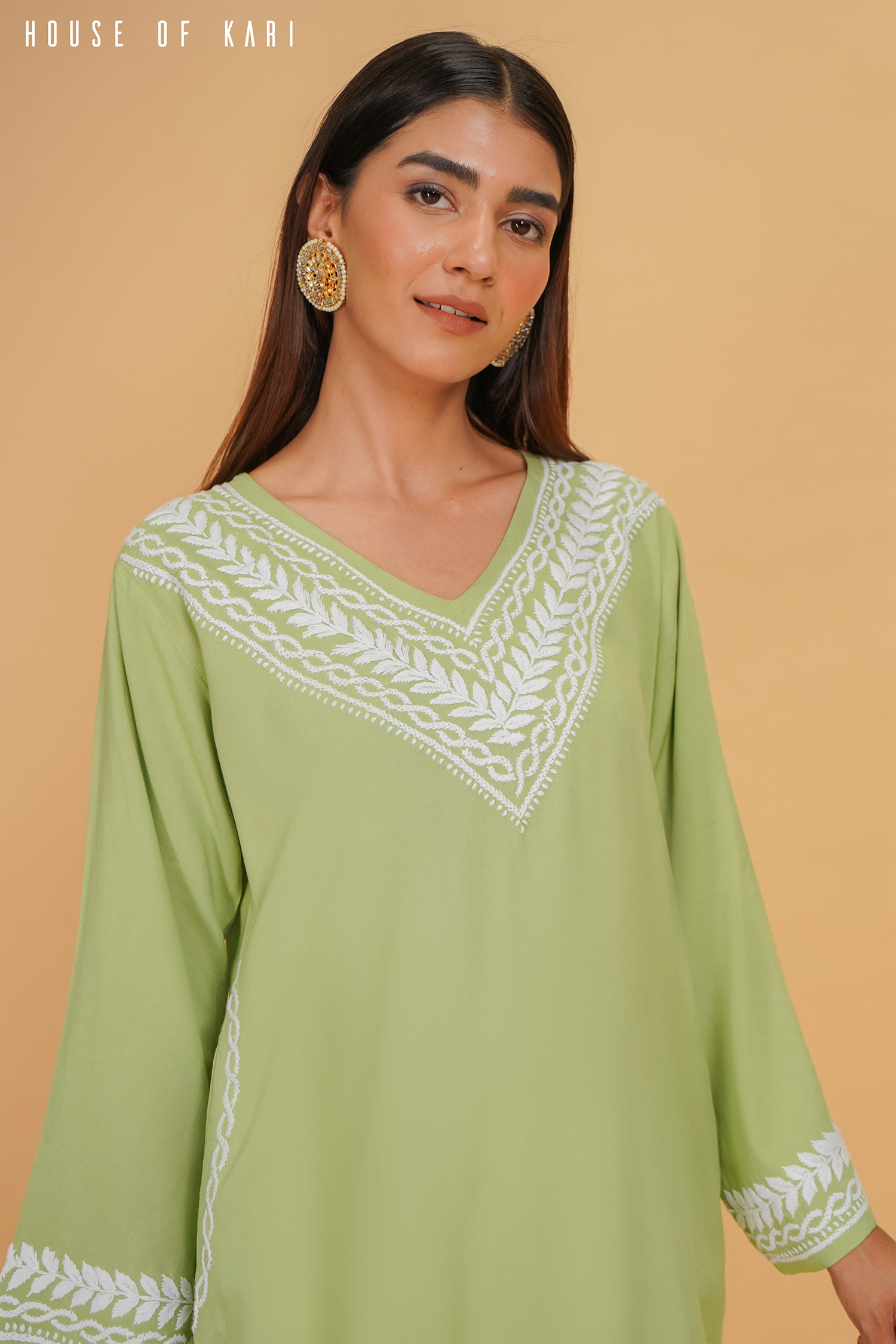 Elegant Rayon Chikankari Medium Kurta in Pistachio Green | Traditional Indian Embroidered Tunic | Perfect for Festivals, Weddings & Casual Wear