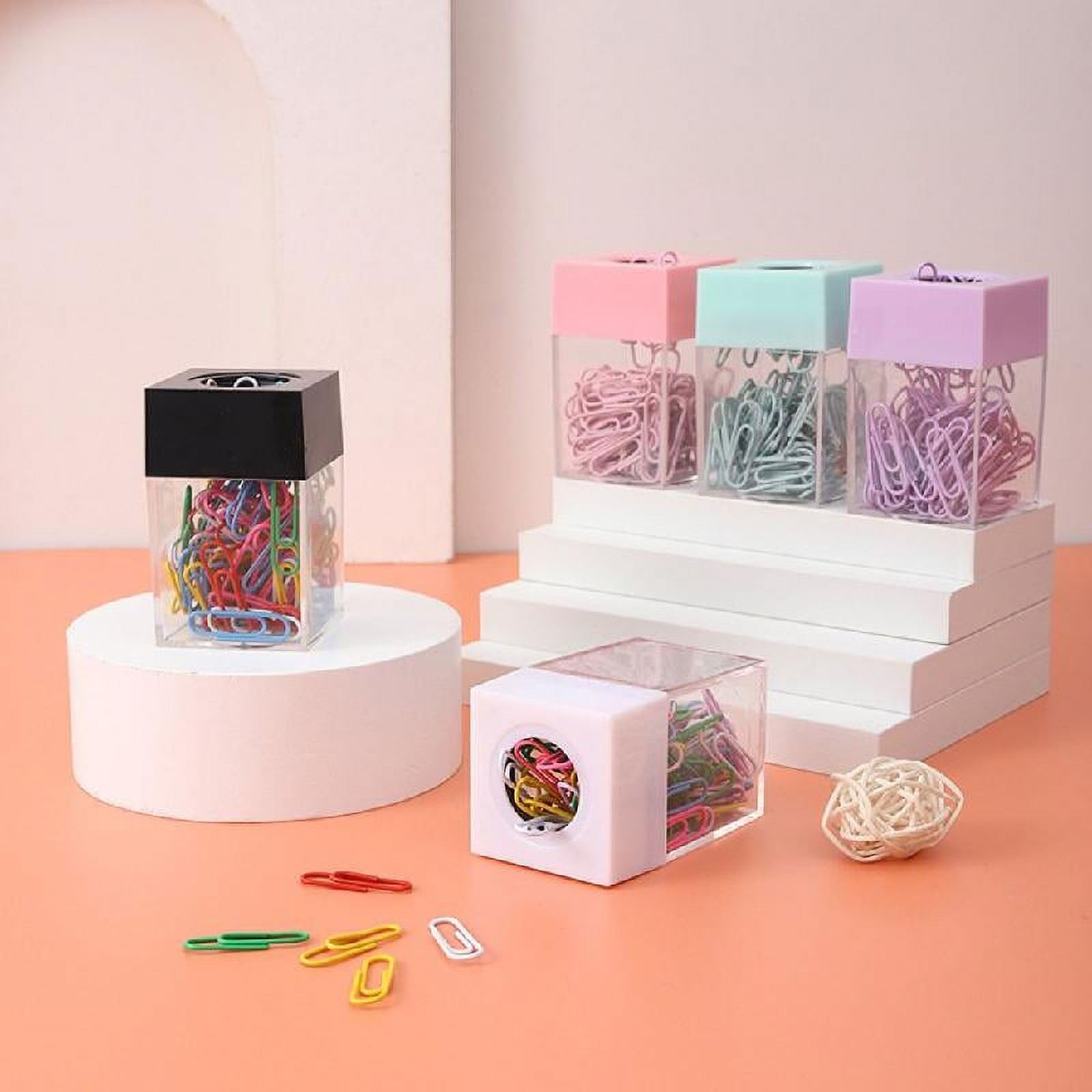 Pink Acrylic Magnetic Paper Clip Holder - Desk Organizer for Office Supplies, Stationery & School Use - Perfect for Office Desk, Home Study & Classroom Organization