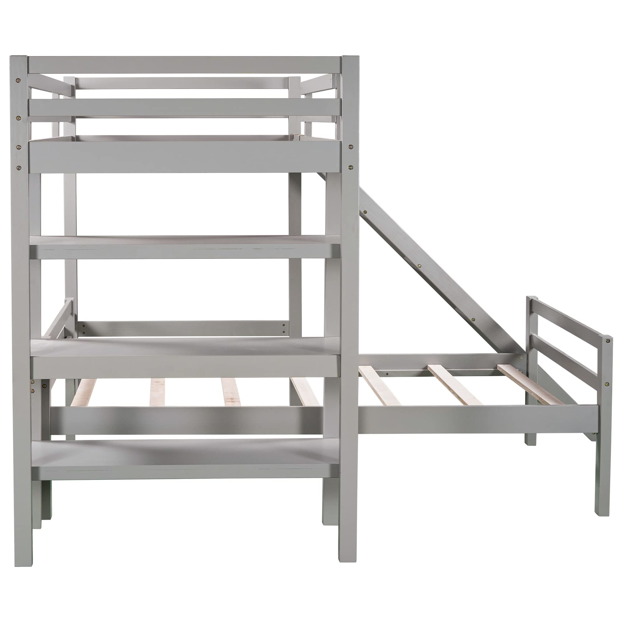 Harper & Bright Designs Twin Size Loft Bed with Slide & Shelves - Space-Saving Twin Over Twin Bunk Bed for Kids & Teens - Perfect for Small Bedrooms, Dorms & Playrooms (Grey)