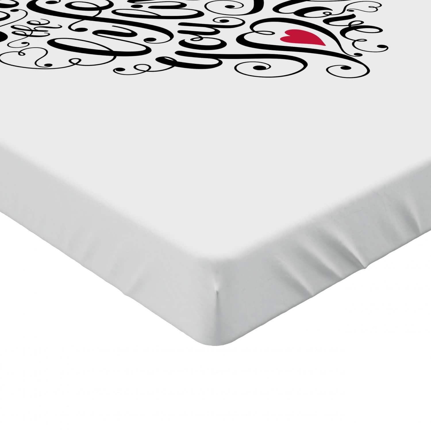 Ambesonne Love Fitted Sheet Queen Size - Heart Shaped Positive Vibes Valentine's Day Romance Bedding - Dark Coral & White Deep Pocket Elastic All Around for Comfort - Perfect for Romantic Bedrooms, Guest Rooms & Anniversary Gifts